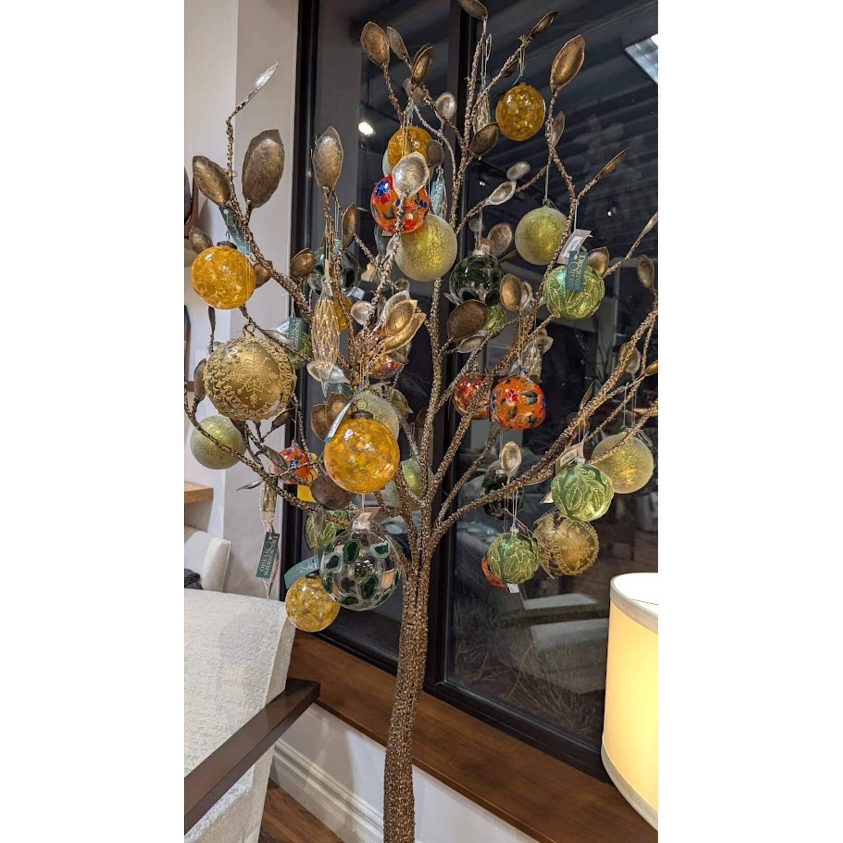 Jim Marvin Enterprises Metallic Gold Leaf Glass Ball Ornament 4.72"