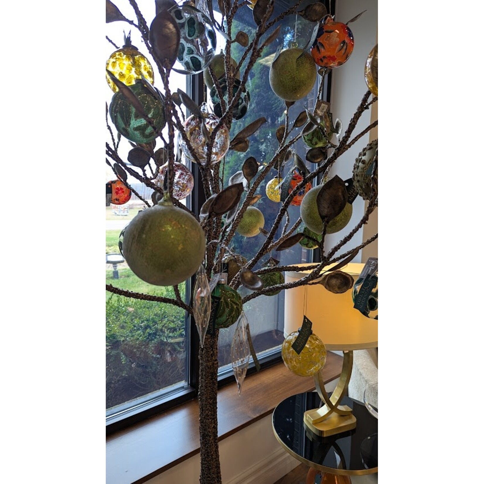 Winward Home Orange Flower Glass Ball Ornament 4"