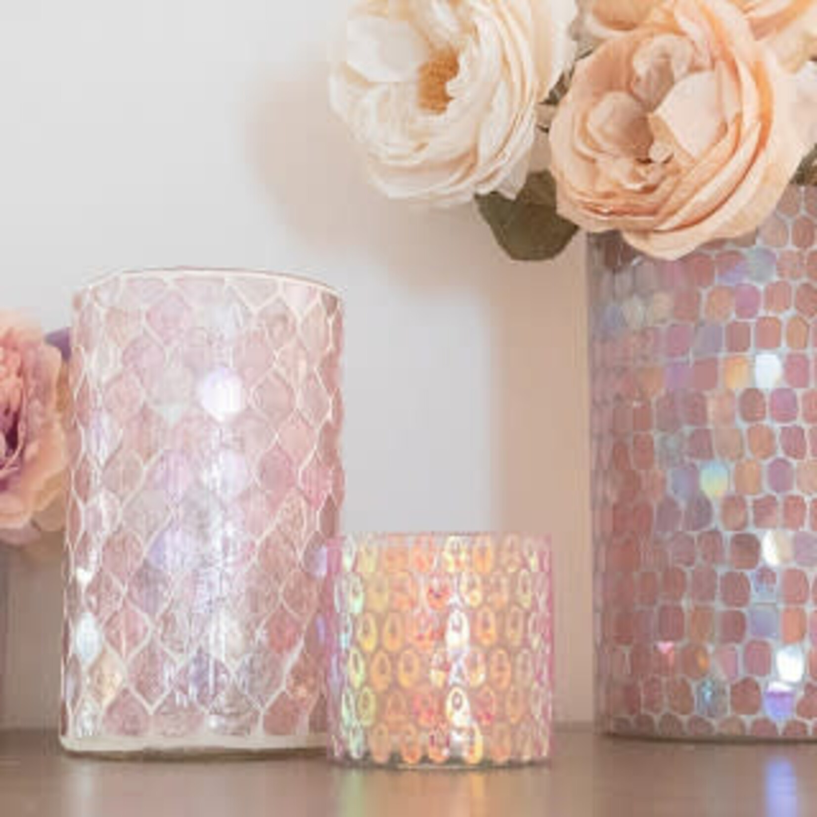 Anaya Diamond Mosaic Glass Votive 3.5x4