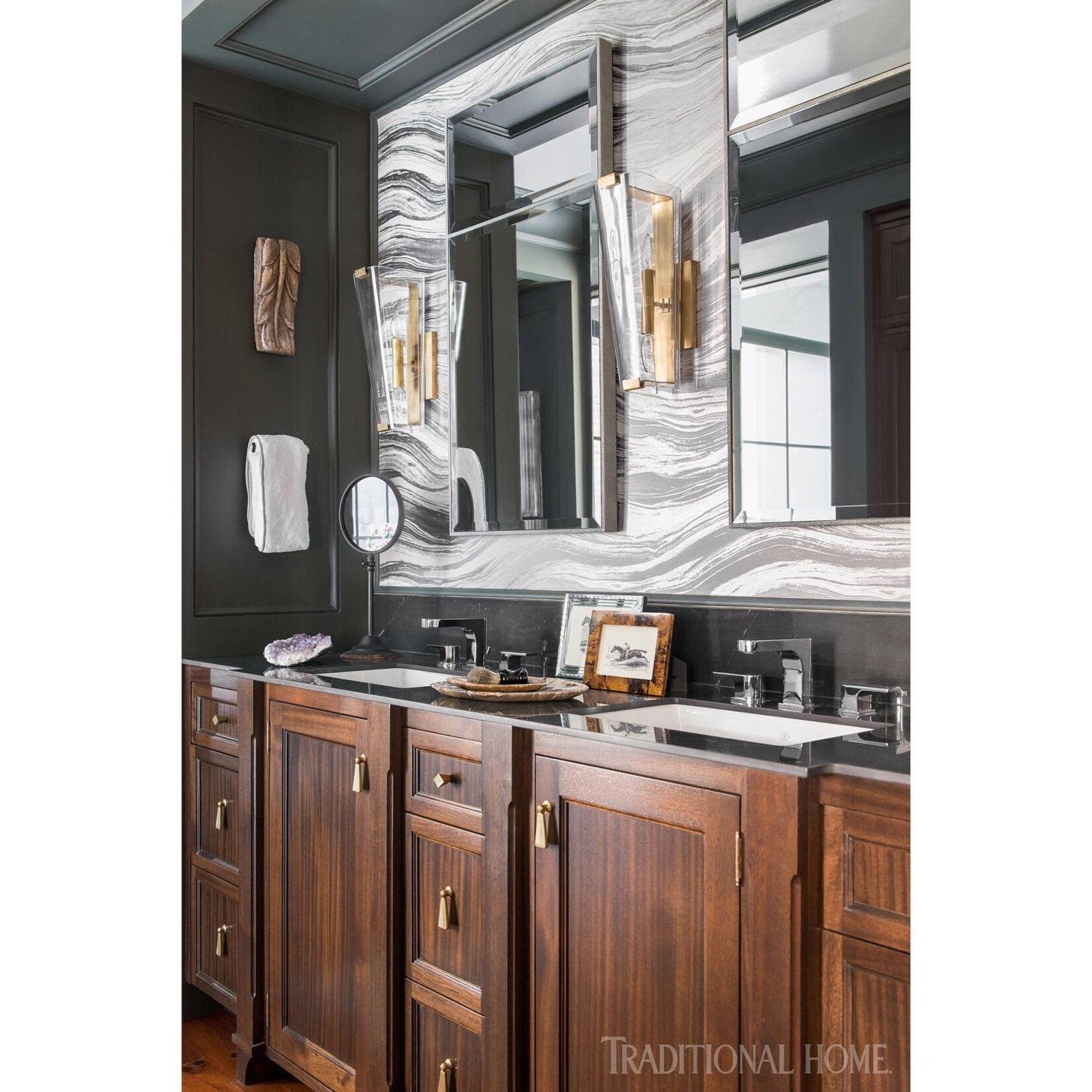 Made Goods Ariela Pristine Vintage Faux Shagreen  Mirror 28"x70"