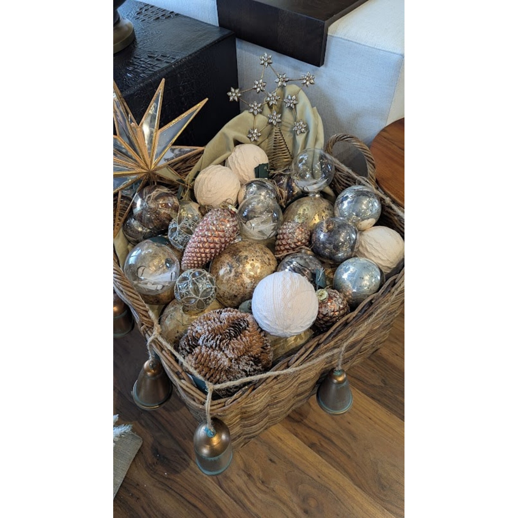 Winward Home Snowy Pinecone Ball Ornament 6.5"