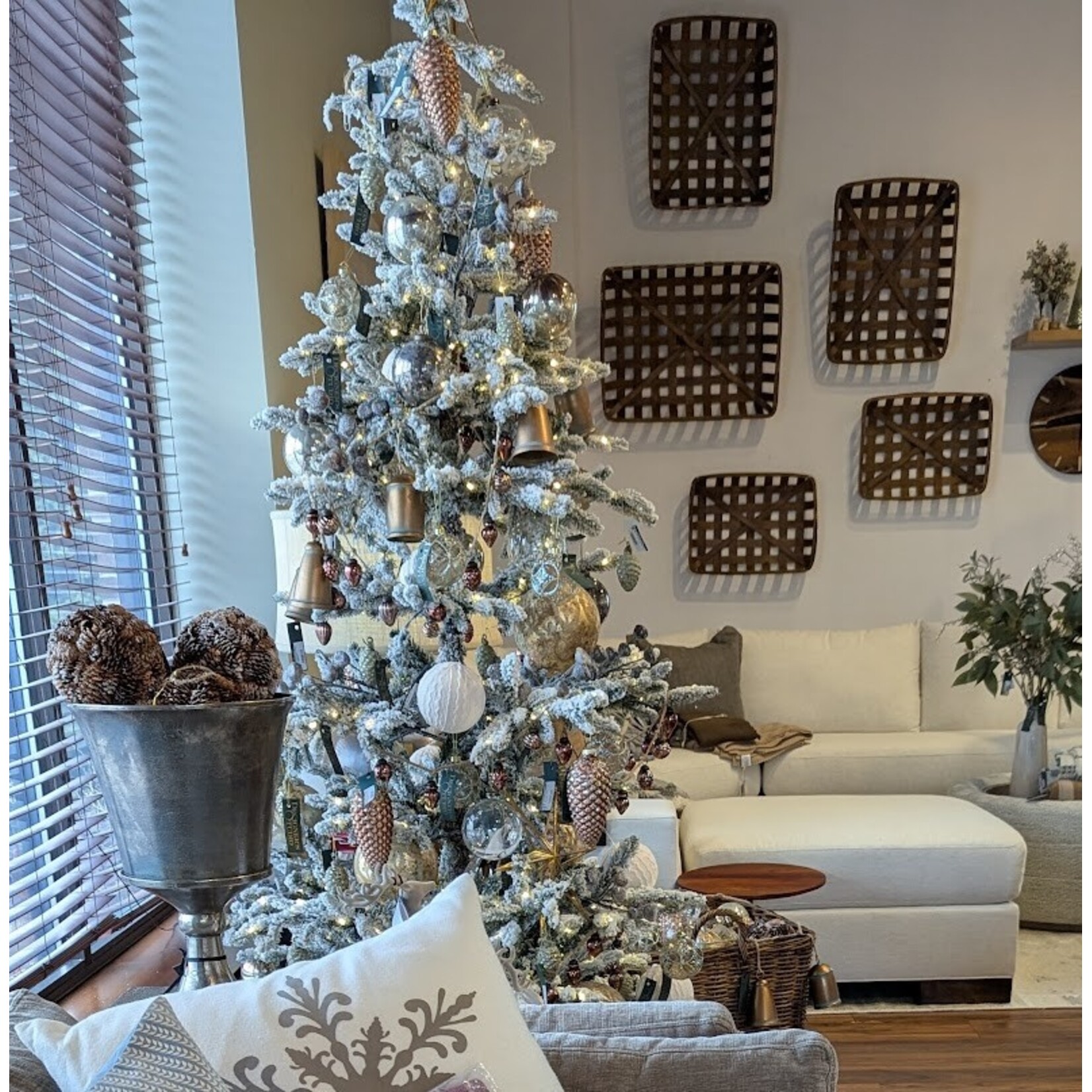 Winward Floral & Seasonal Decor Snowy Pinecone Ball 6.5"