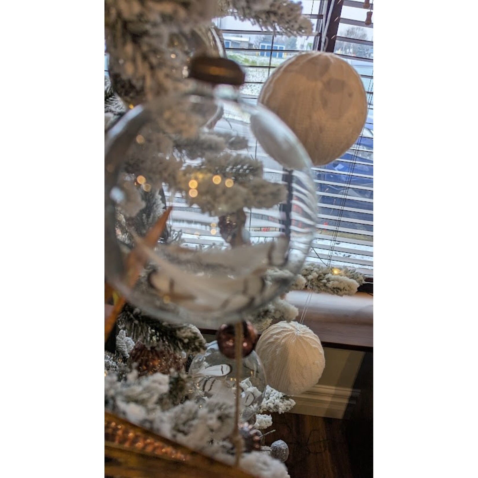 Zodax Clear Ball Ornament with Feather Medium