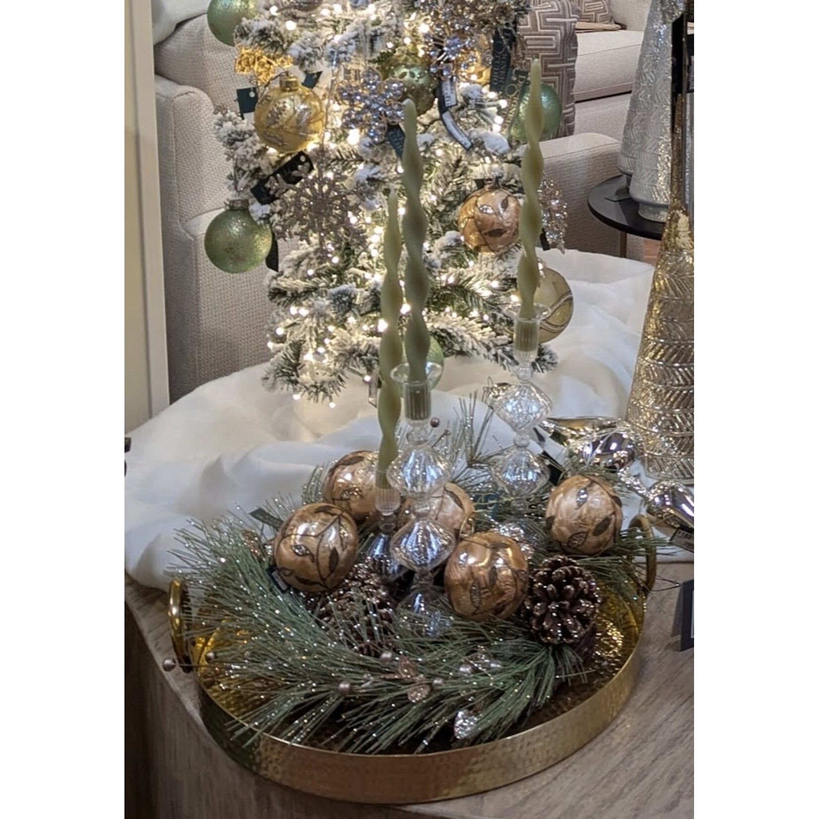Shishi LLC Glass Ball Glitter Leaves Ornament 3"