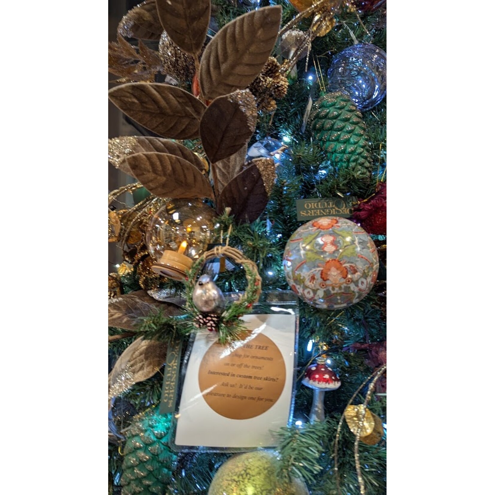 Katherine's Collection Glass Blue Bird on Wreath Ornament