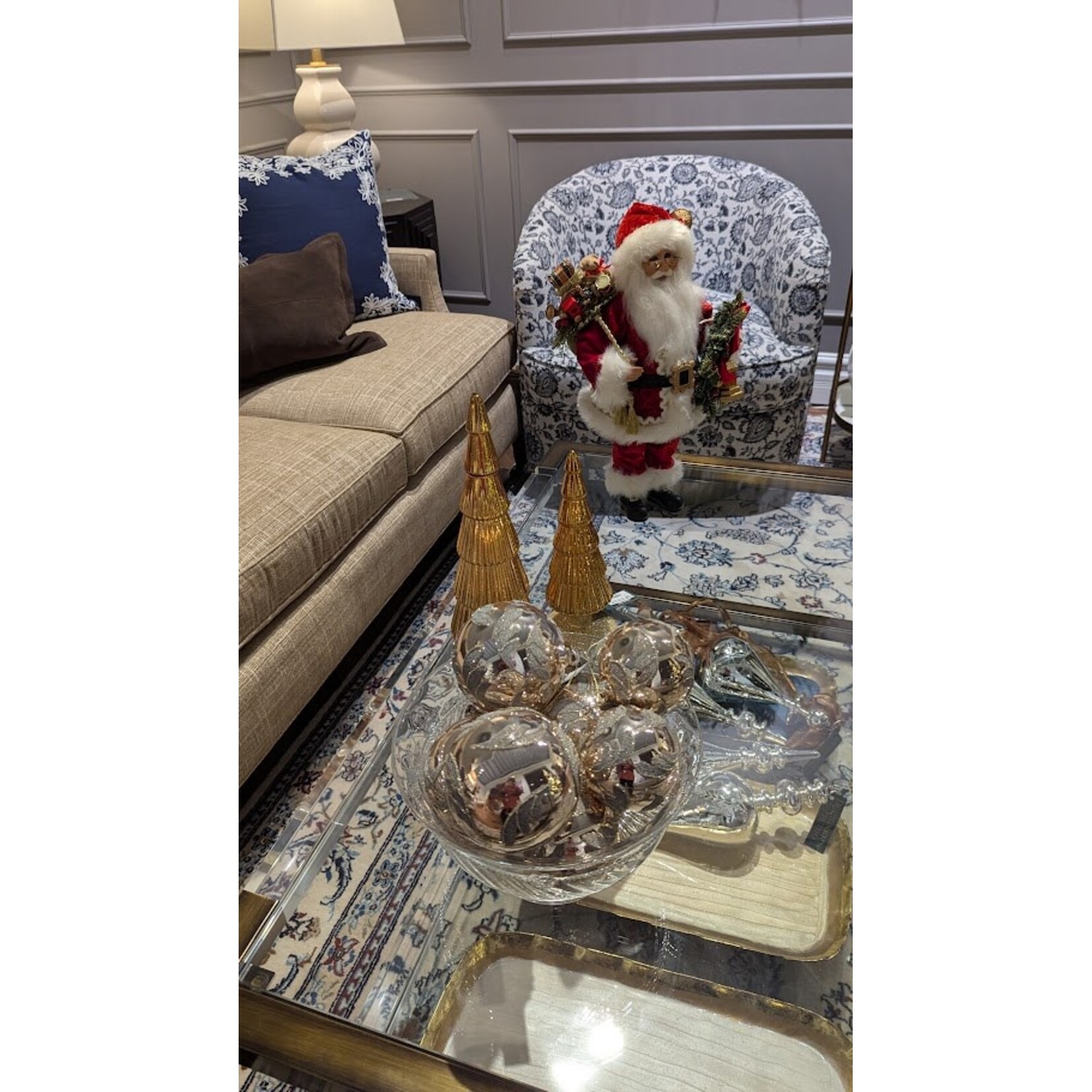 Karen Didion Originals Lighted Berry Wreath Santa