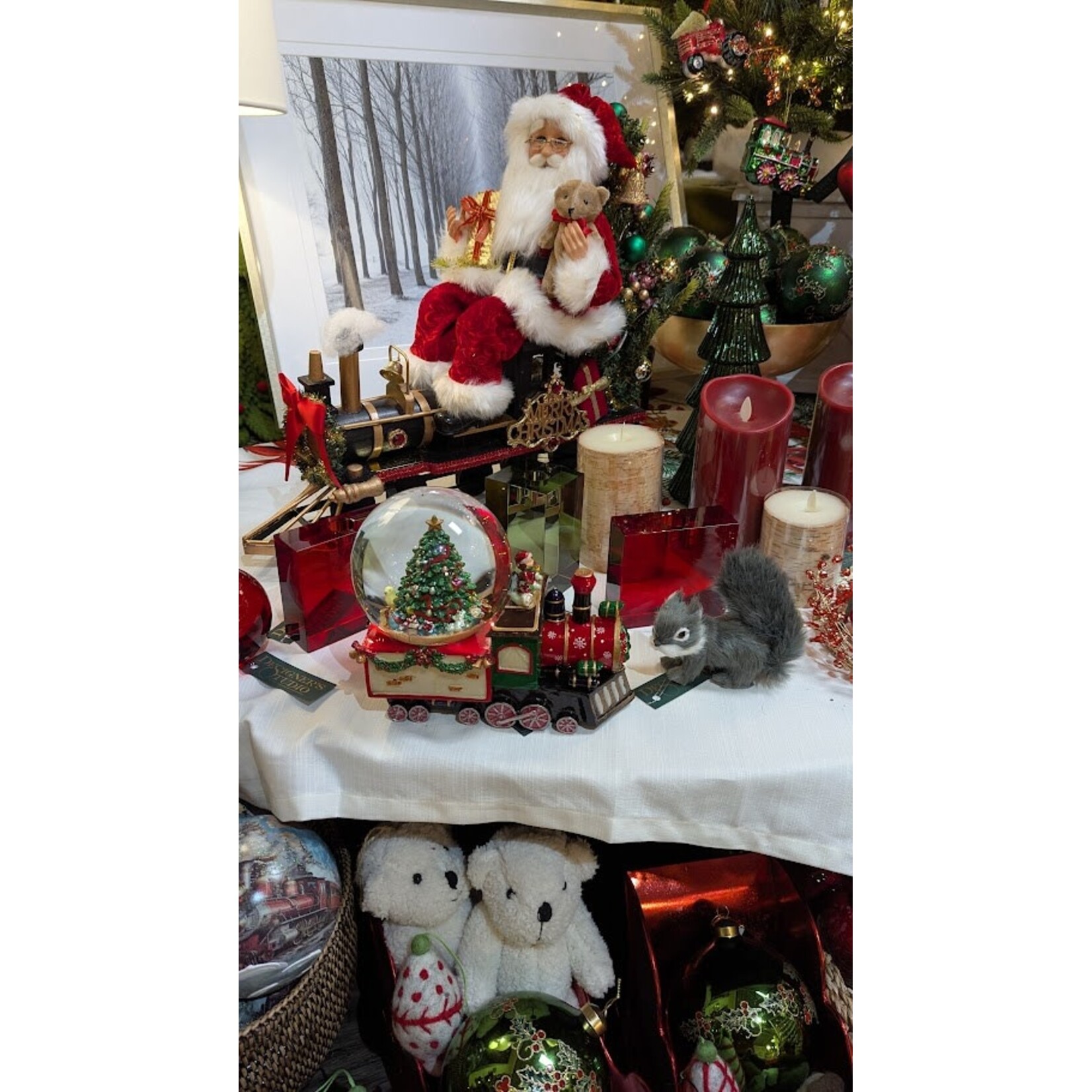 Karen Didion Originals Lighted Merry Christmas Train Santa