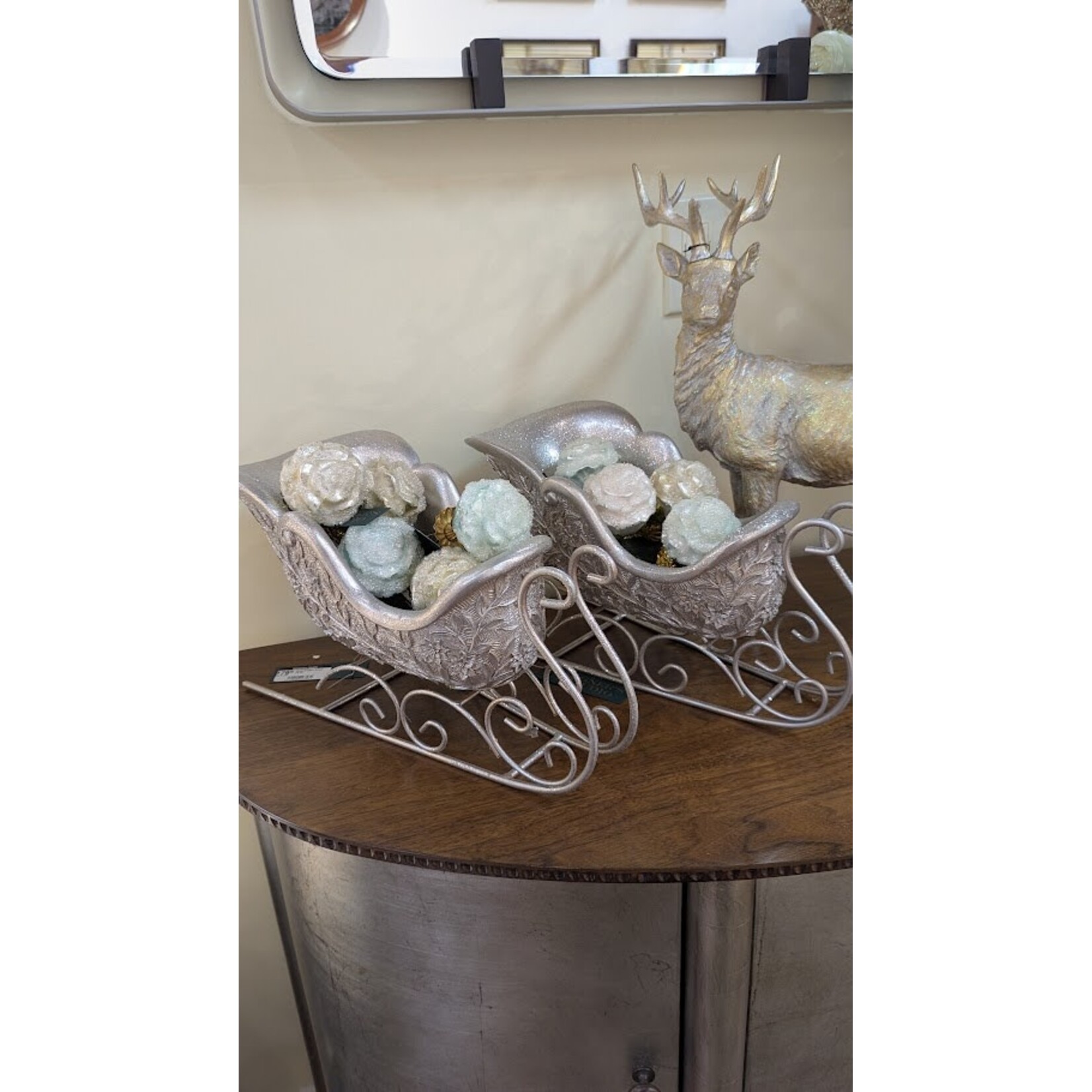 RAZ Imports Silver Antique Sleigh 14.75"