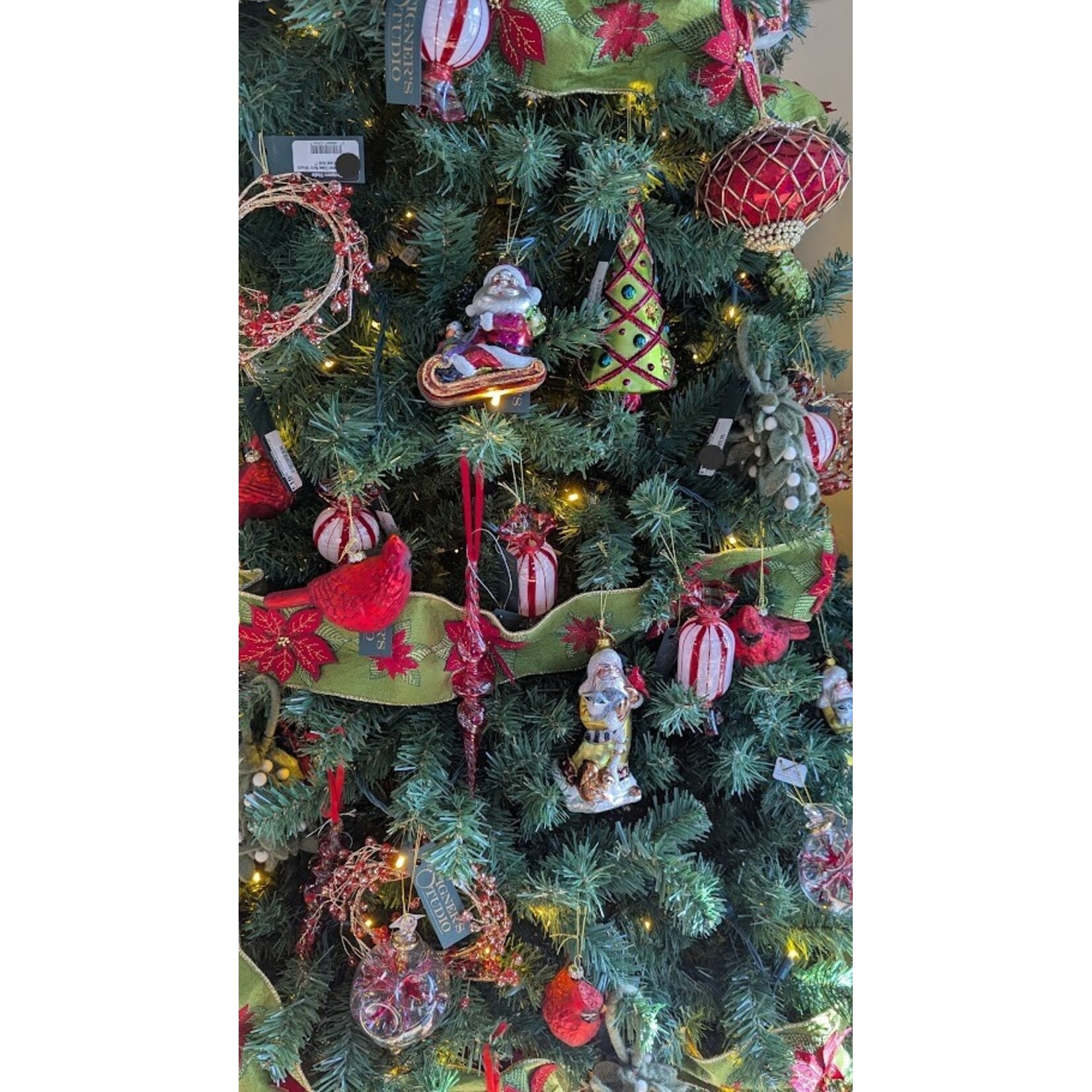 Katherine's Collection Woodlander Santa with Cardinal  Glass Ornament