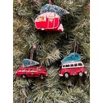 Two's Company Vintage Car with Christmas Tree Glass Ornament