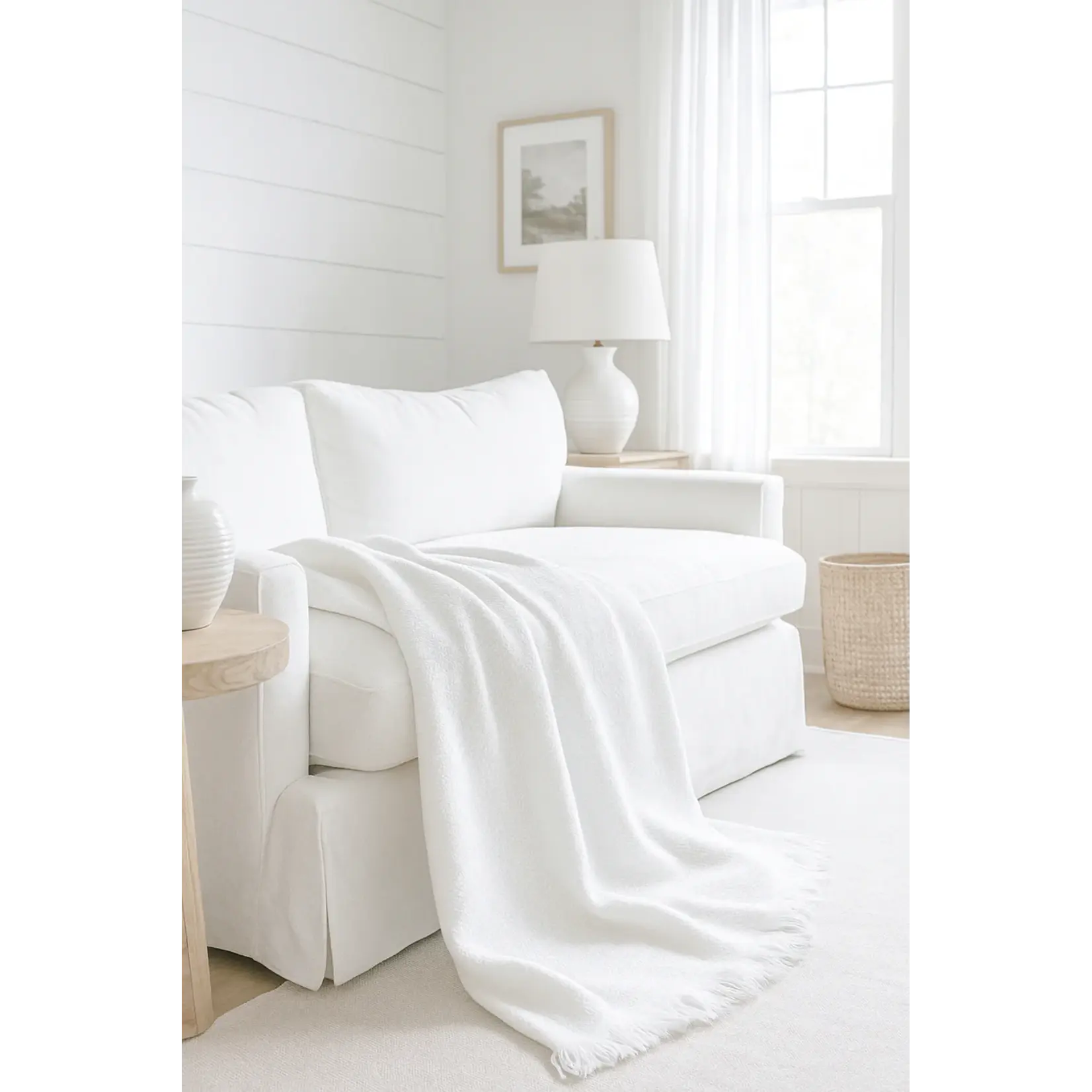 Anaya Blissful Bamboo White Throw Blanket