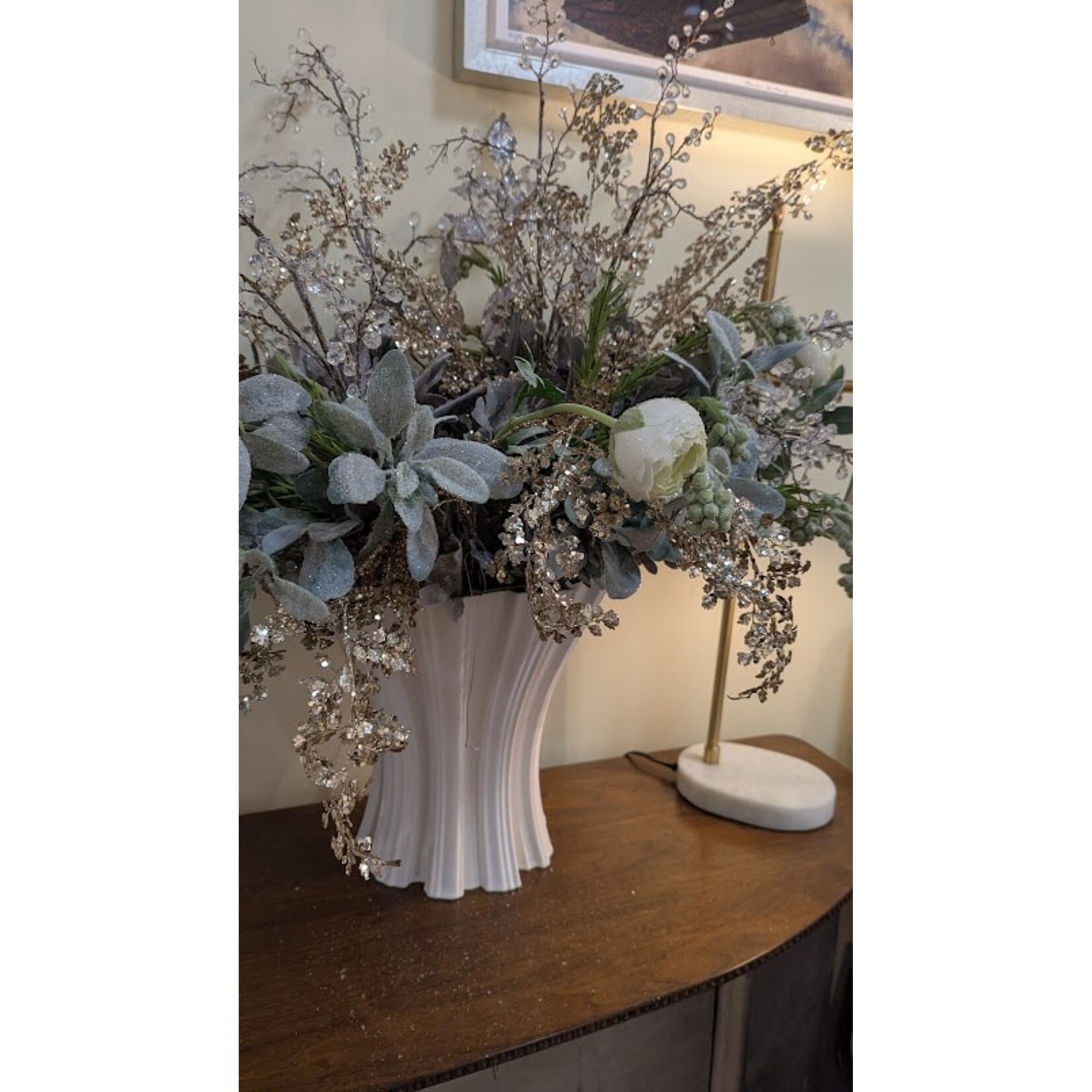 Winward Floral & Seasonal Decor Artificial Gold Gilded Maidenhair Fern Stem 33"