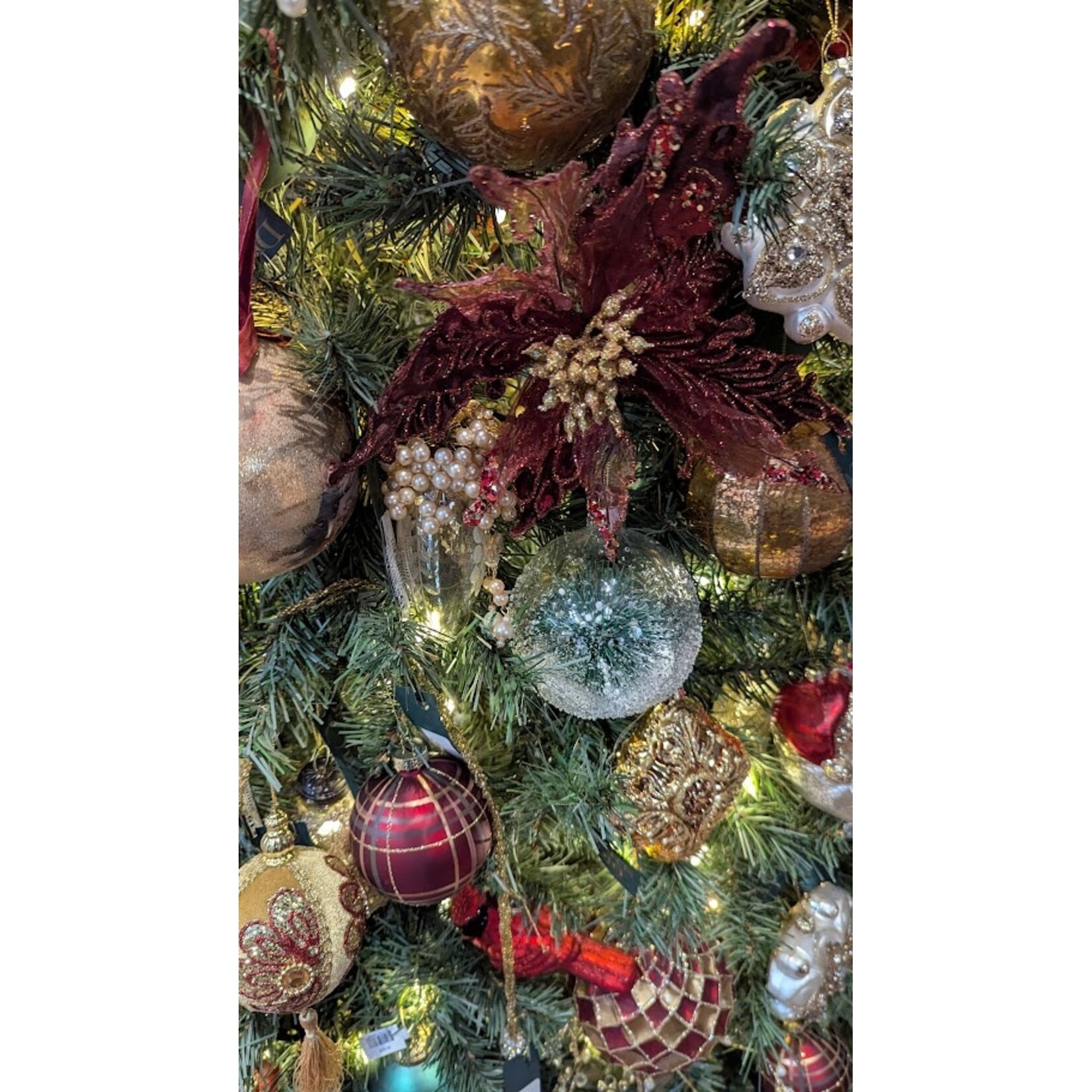 Katherine's Collection Jeweled Encrusted Poinsettia Burgundy Stem