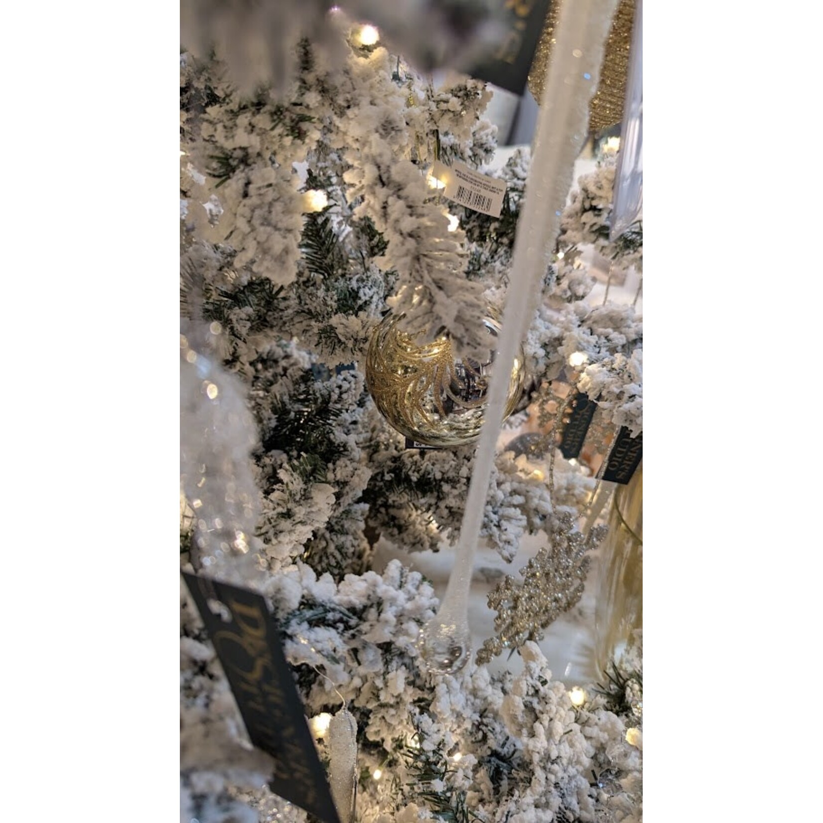 Shishi LLC Glass Ball Gold Glitter Feather Ornament 4"