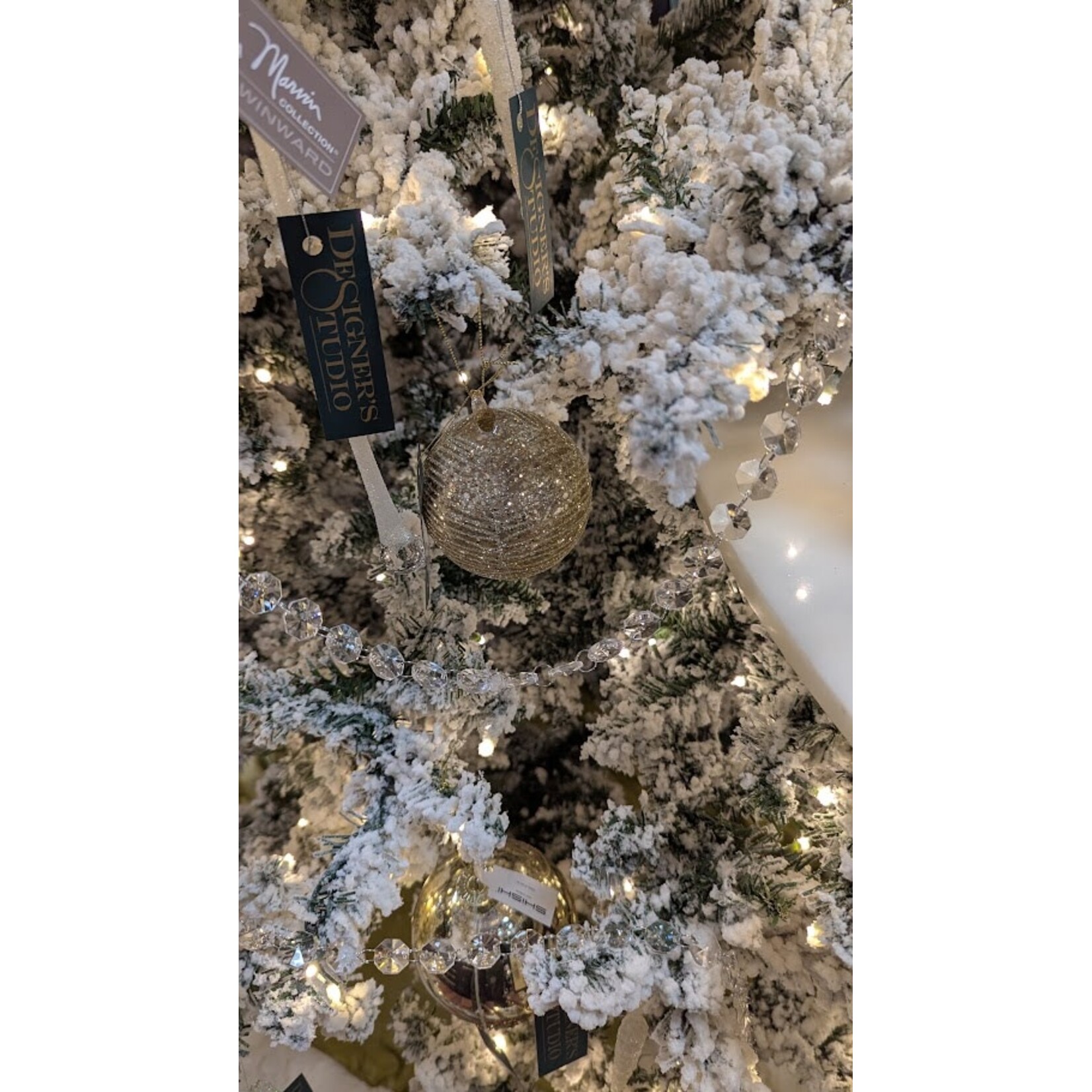 Shishi LLC Glass Ball Antique Gold Glitter Ornament 3"