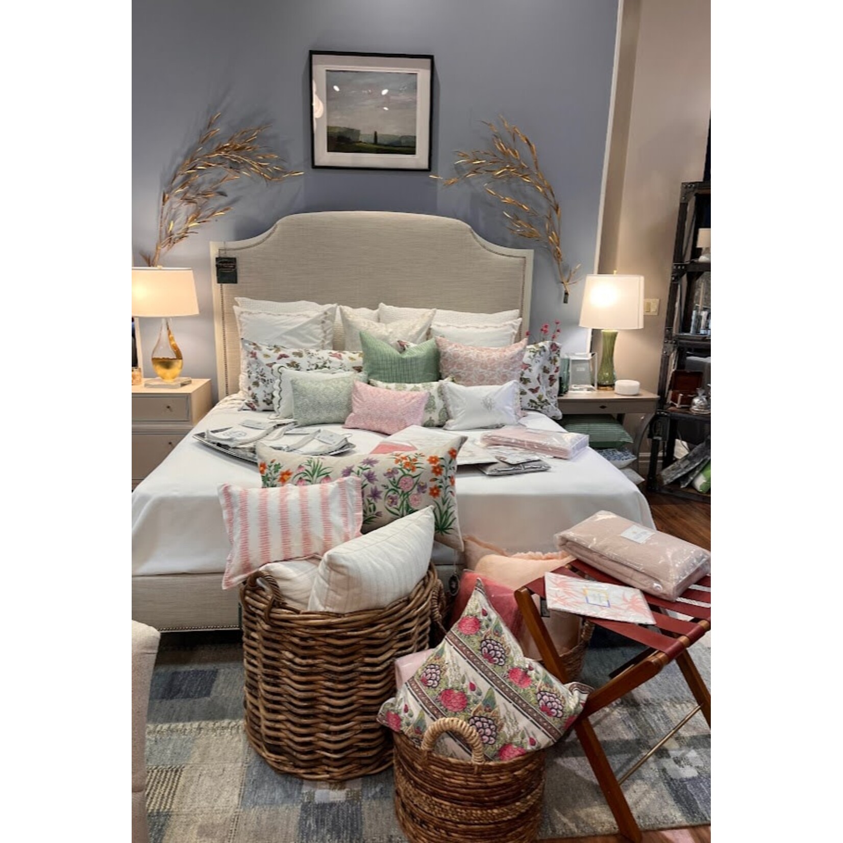 Bidk Home Large Rattan Round Basket with Handles