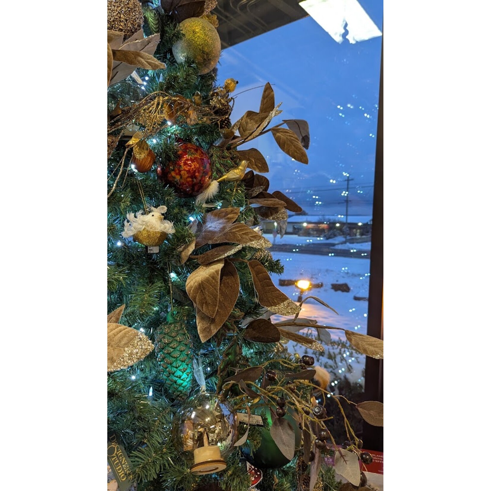 Shishi LLC Glass Pinecone Dark Green Silver Glitter Ornament