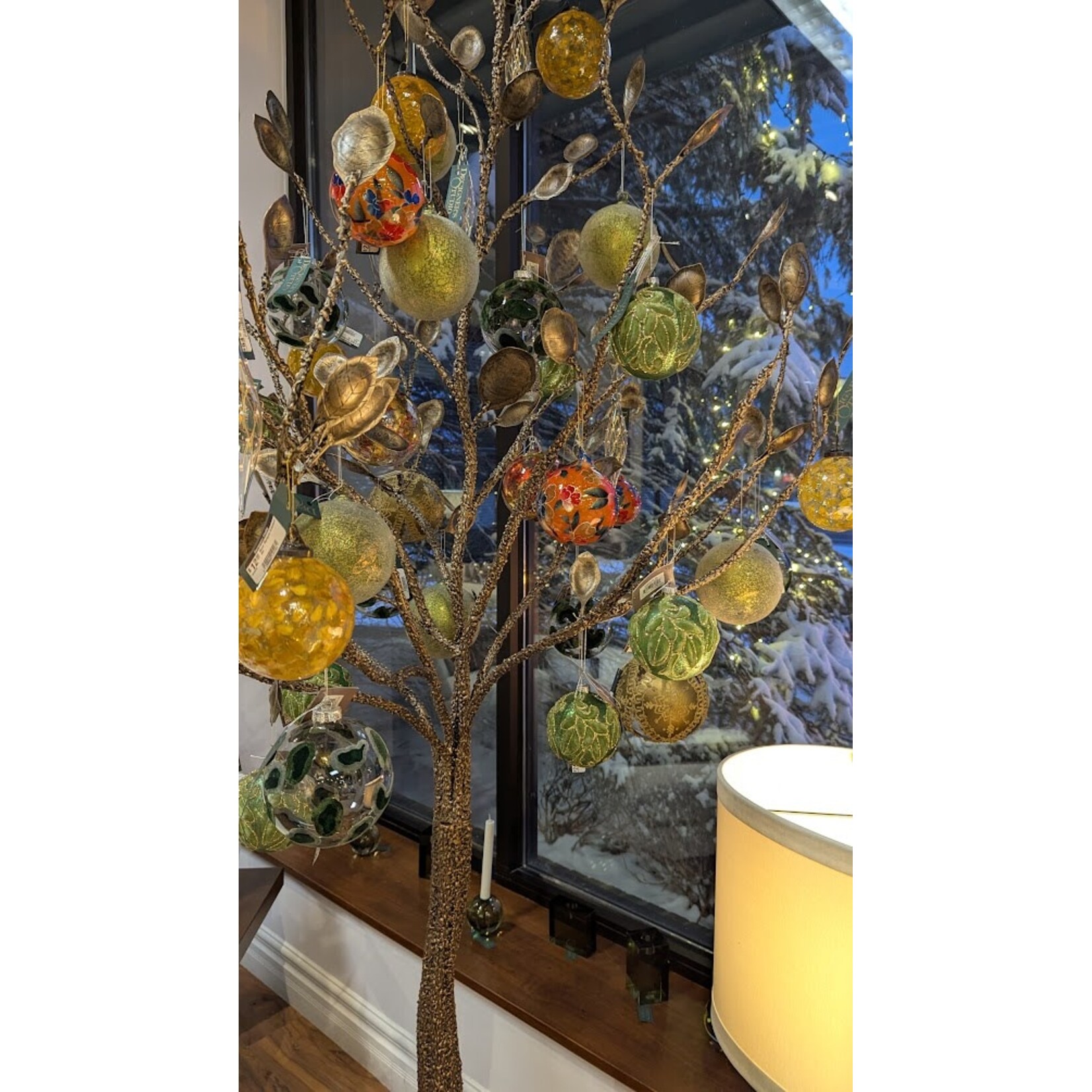 Winward Home Orange Flower Glass Ball Ornament 4"