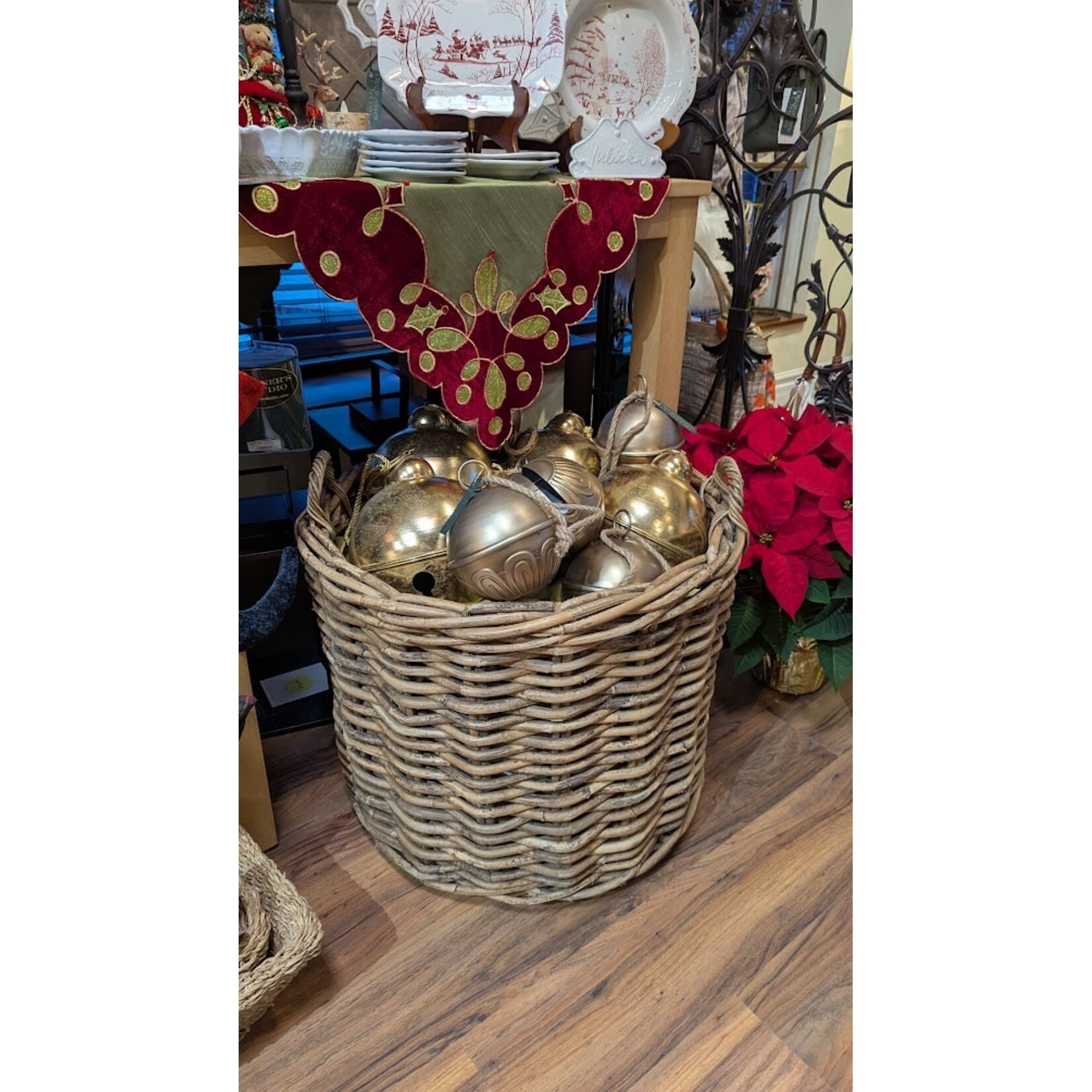 Bidk Home Large Rattan Round Basket with Handles