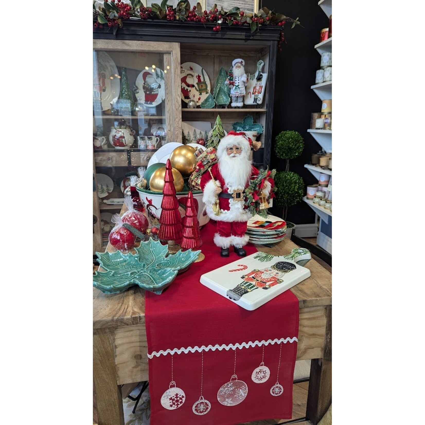 Saro Trading Company Red Ornament Tablecloth Runner