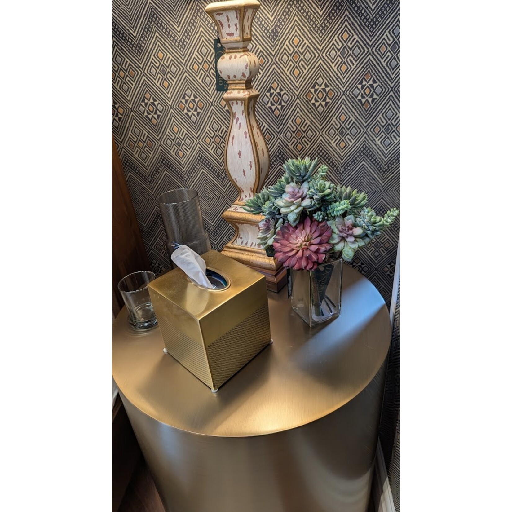 Pigeon and Poodle Hagen Tissue Box Antique Brass Stainless Steel