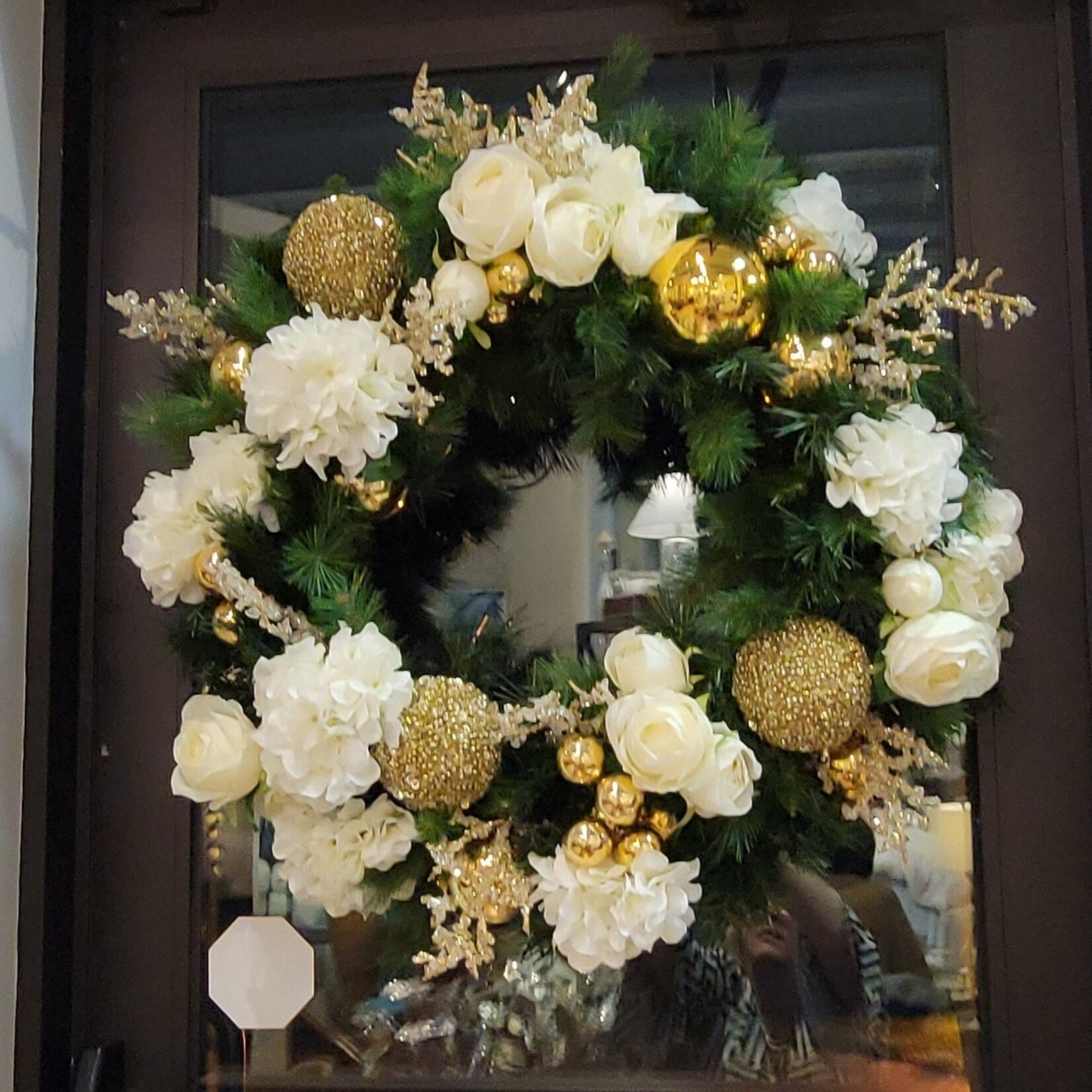 The Ivy Guild White Ivory Rose Hydrangea Wreath