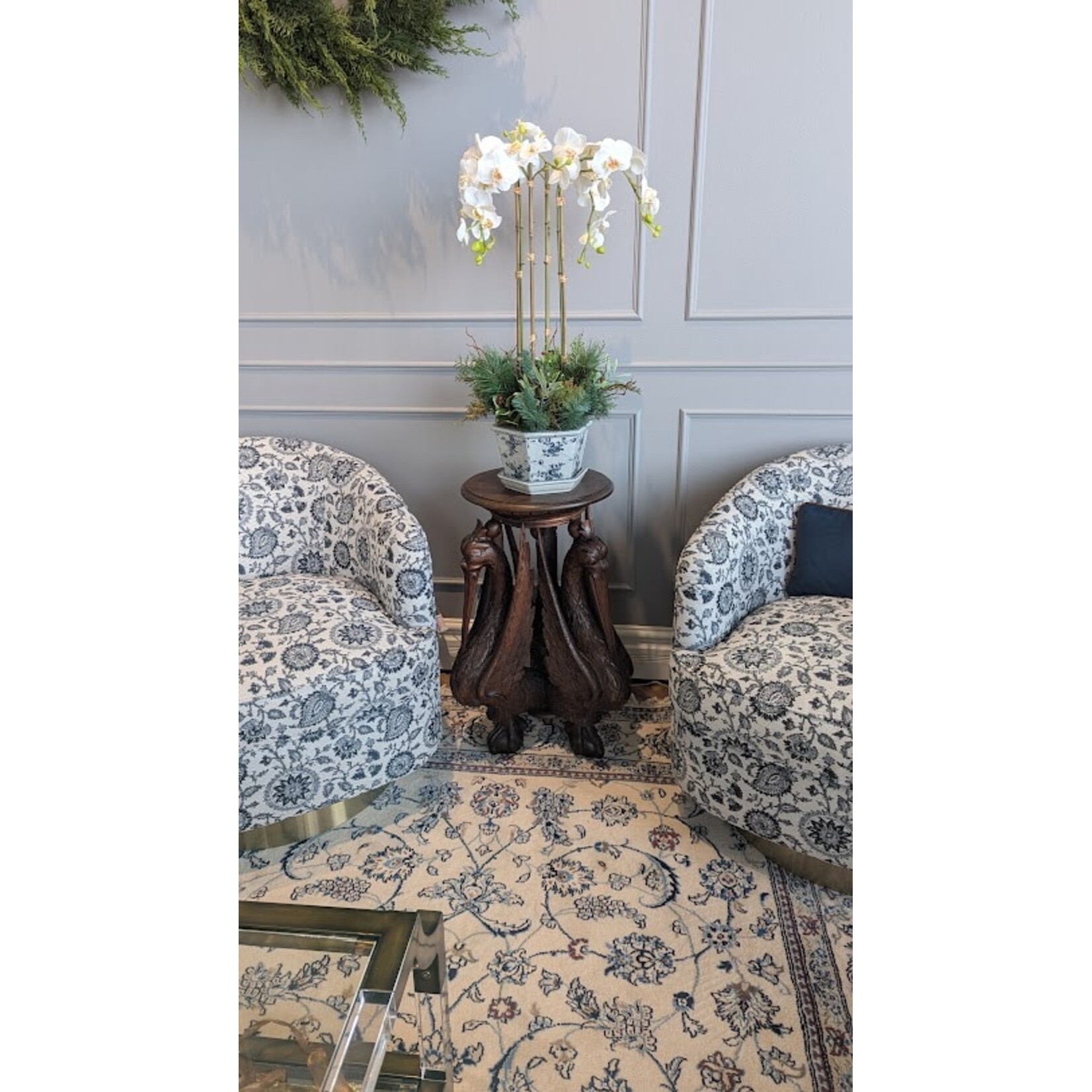 Gabby Carved Pelican Wooden Side Table Antique