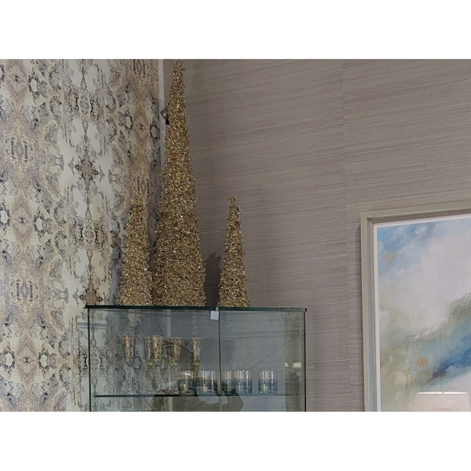 Jim Marvin Enterprises Ice Cone Tree Gold & Clear Crystal