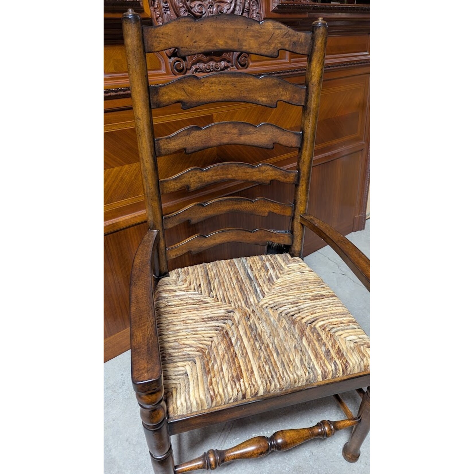Maitland Smith Ladderback Armchair with Rush Seat
