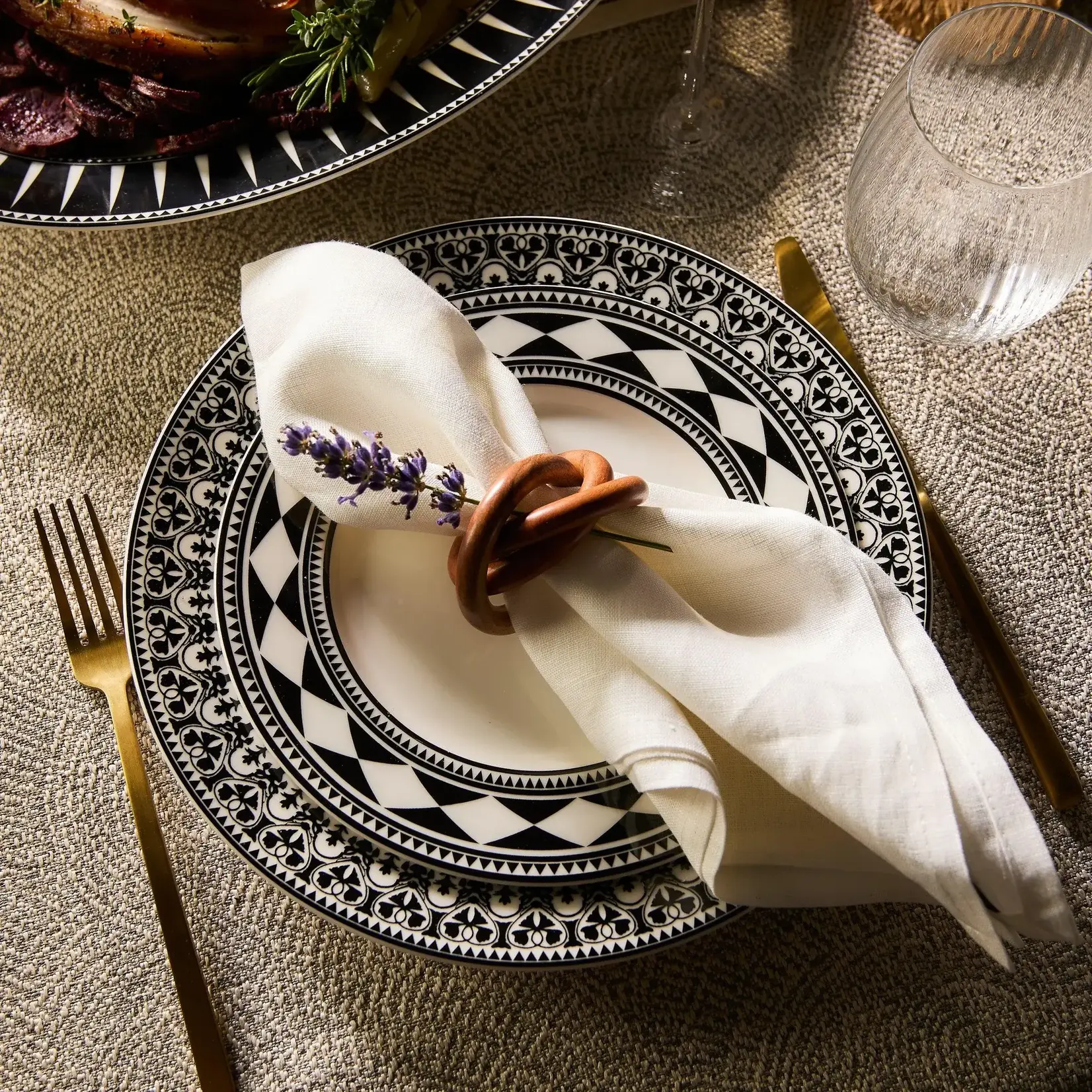 Caskata Casablanca Black Rimmed Dinner Plate