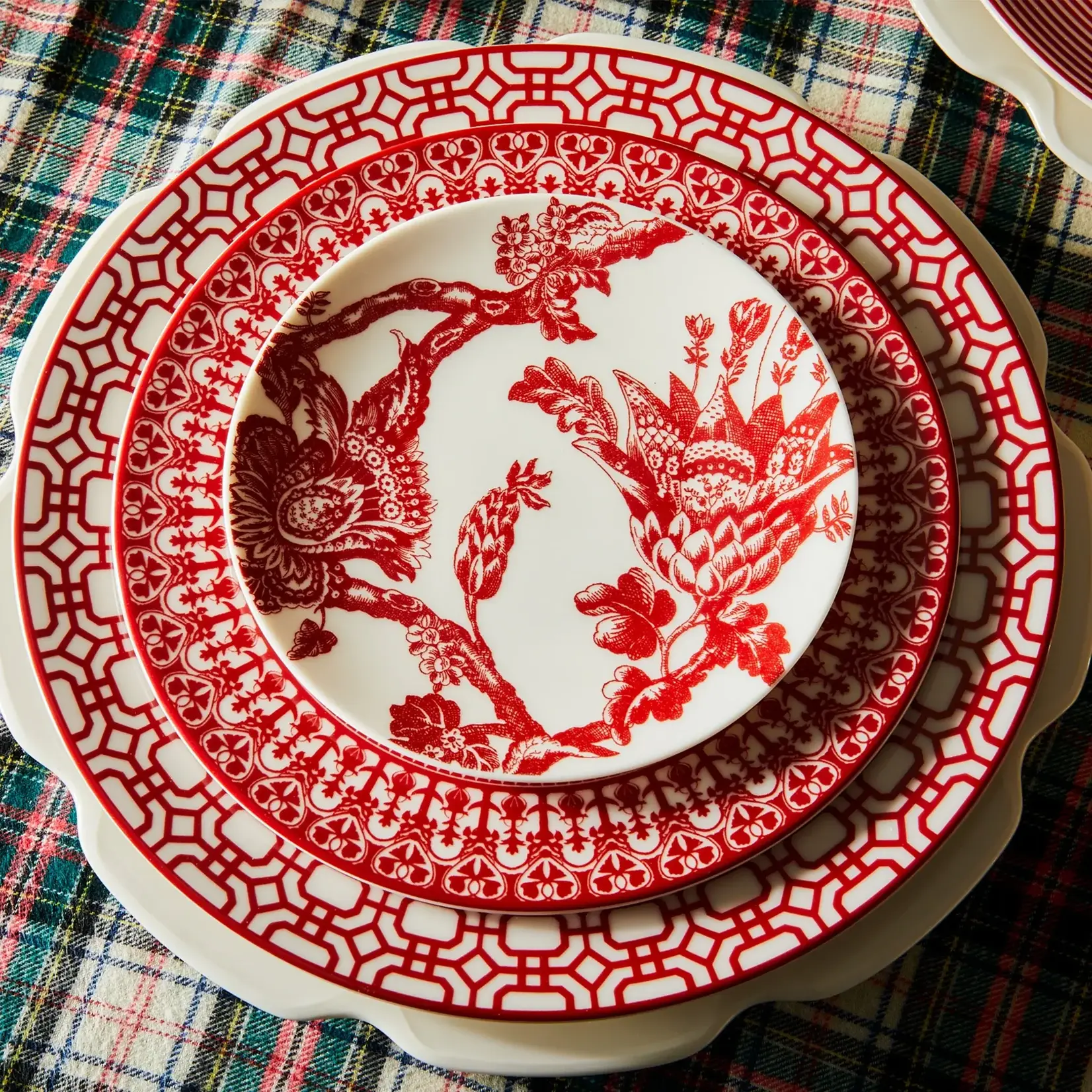 Caskata Newport Garden Gate Crimson Dinner Plate