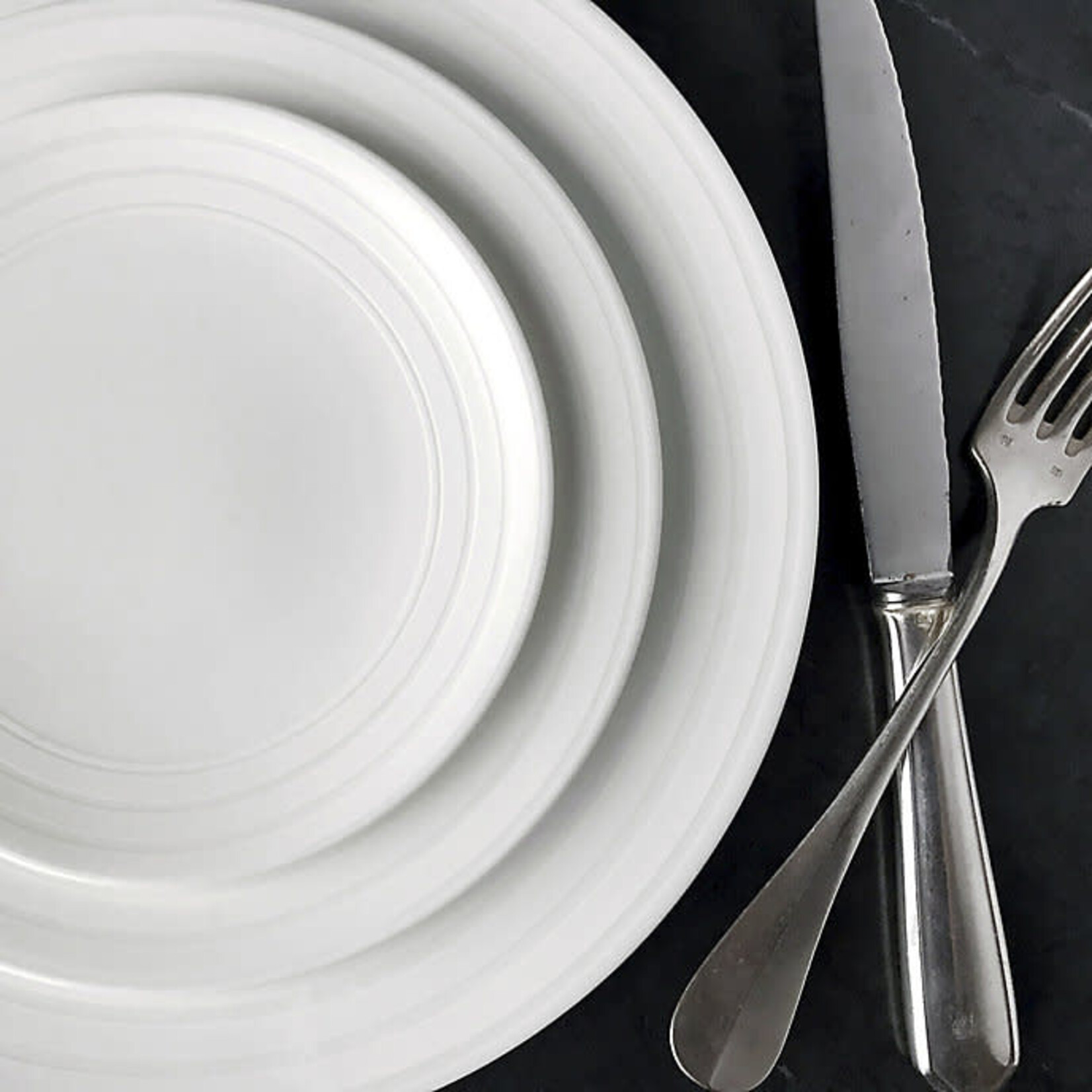 Caskata Cambridge Stripe White Charger Plates