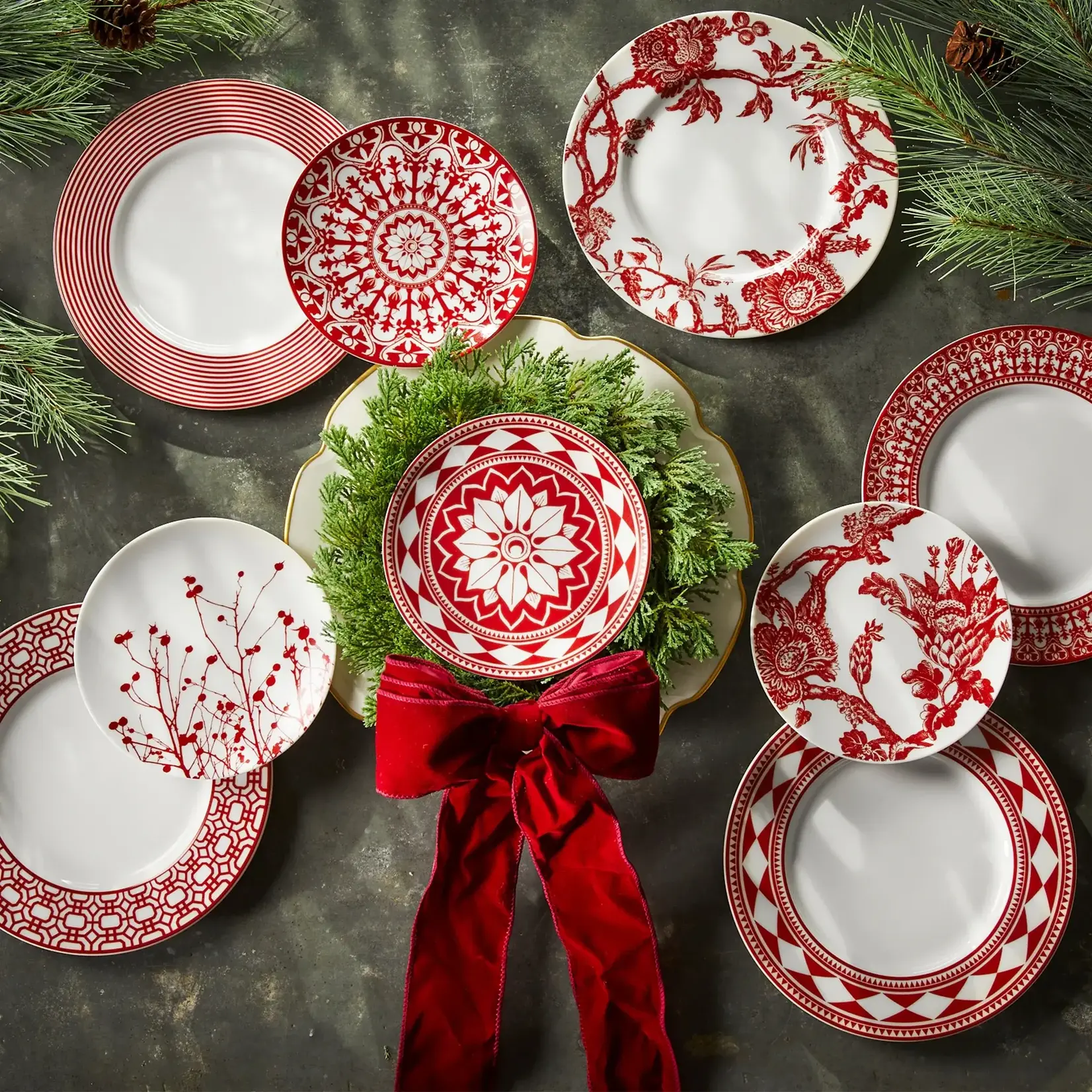 Caskata Casablanca Crimson Canape Plates Set of 4