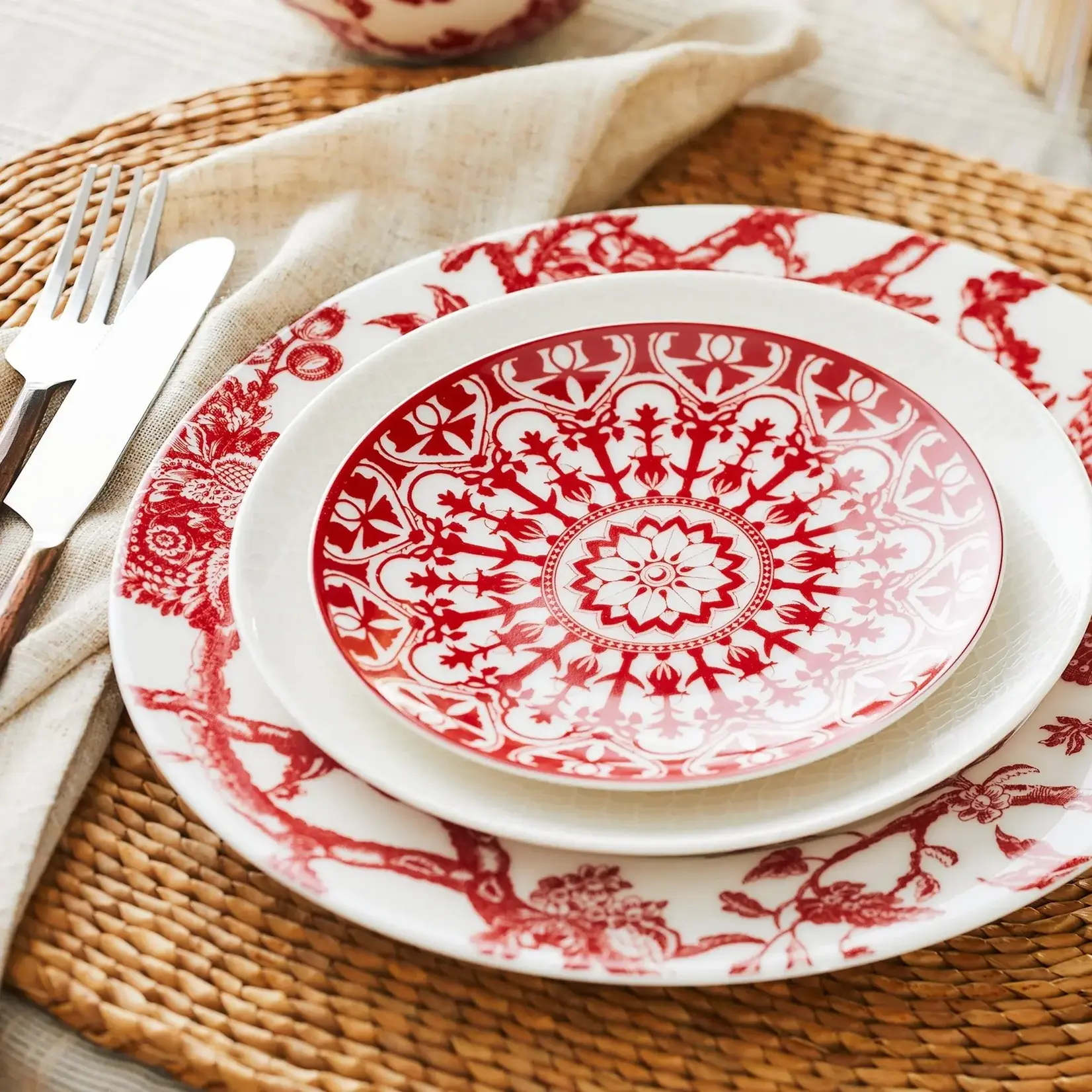 Caskata Casablanca Crimson Canape Plates Set of 4