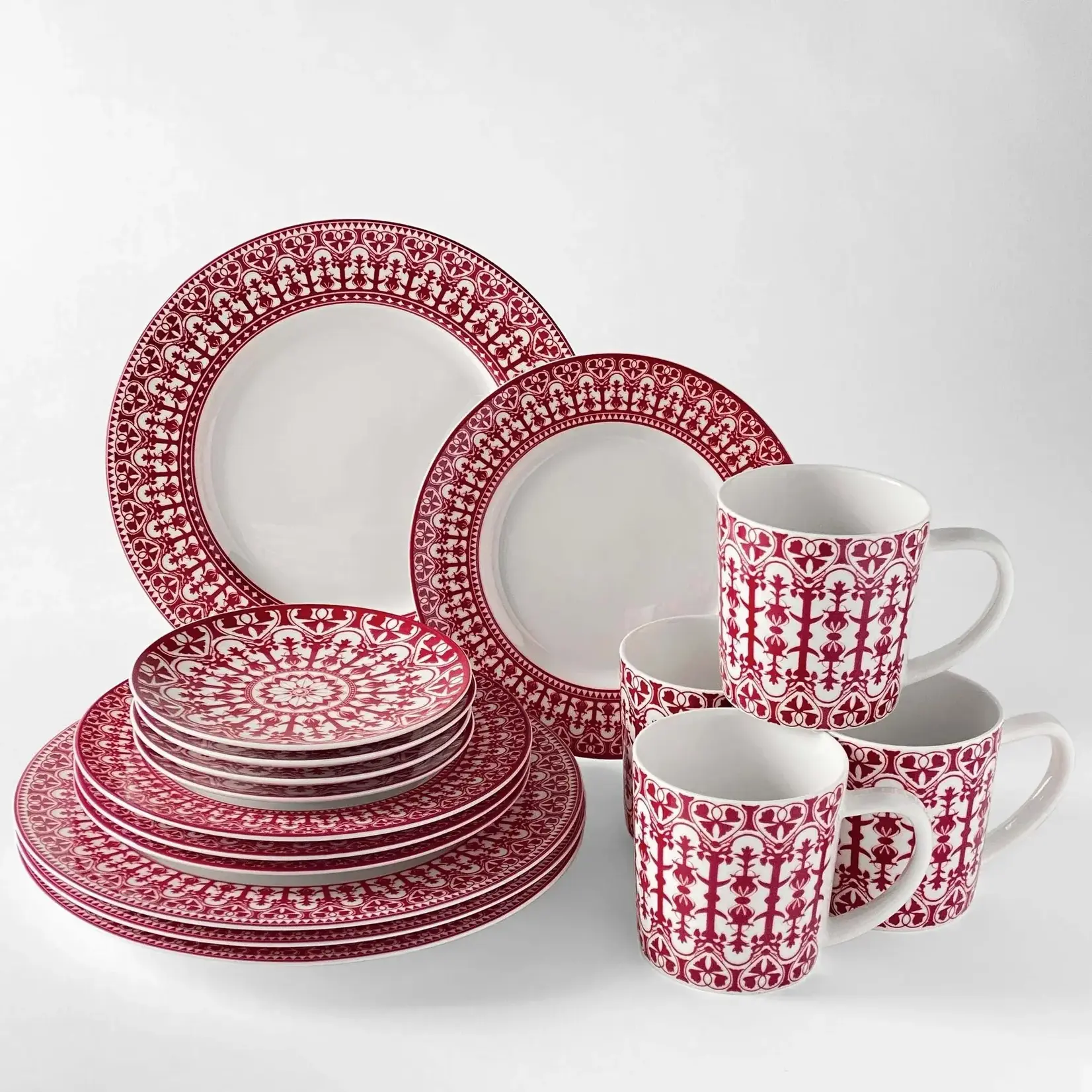 Caskata Casablanca Crimson Canape Plates Set of 4