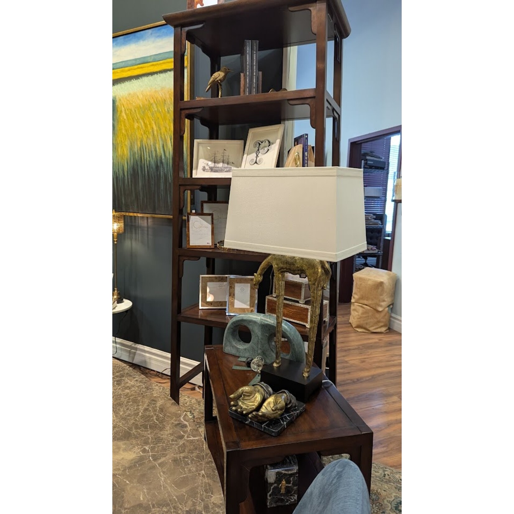 Jonathan Charles Double Light Brass Open Face Palms Sculpture