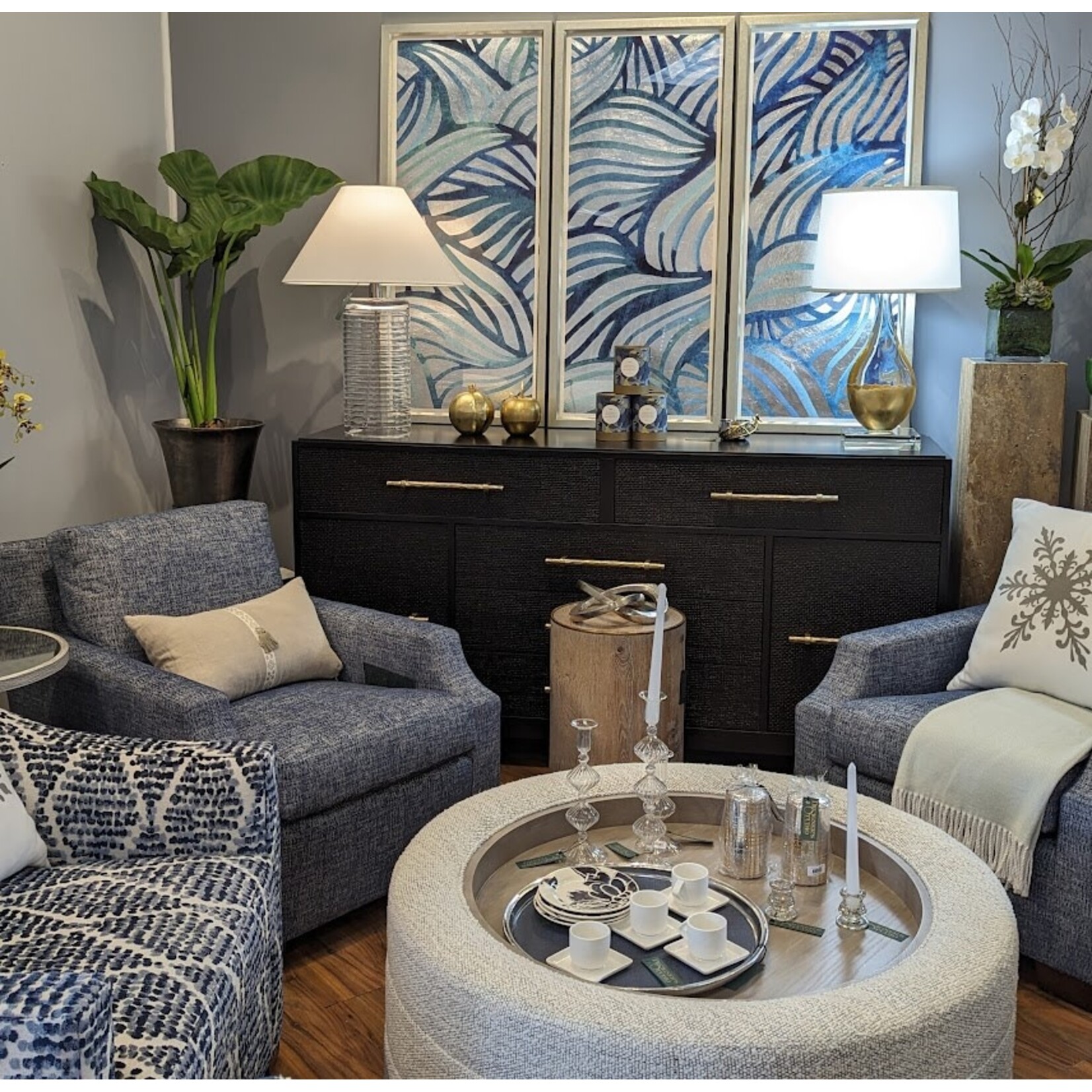 Gien Brigitte de Bazelaire Indigo Canape Plates Set of 4