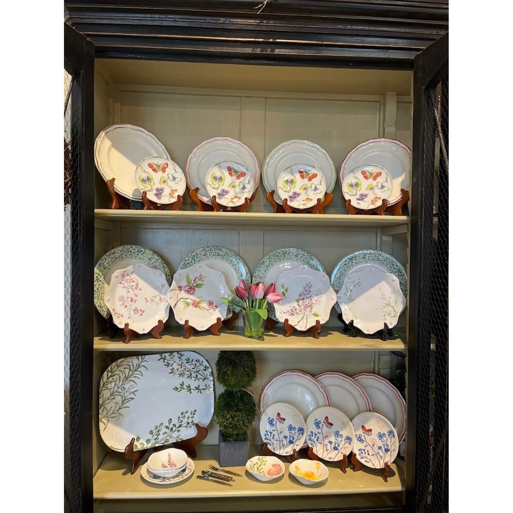 Gien Azur Floral Canape Dessert Plates Set of 4