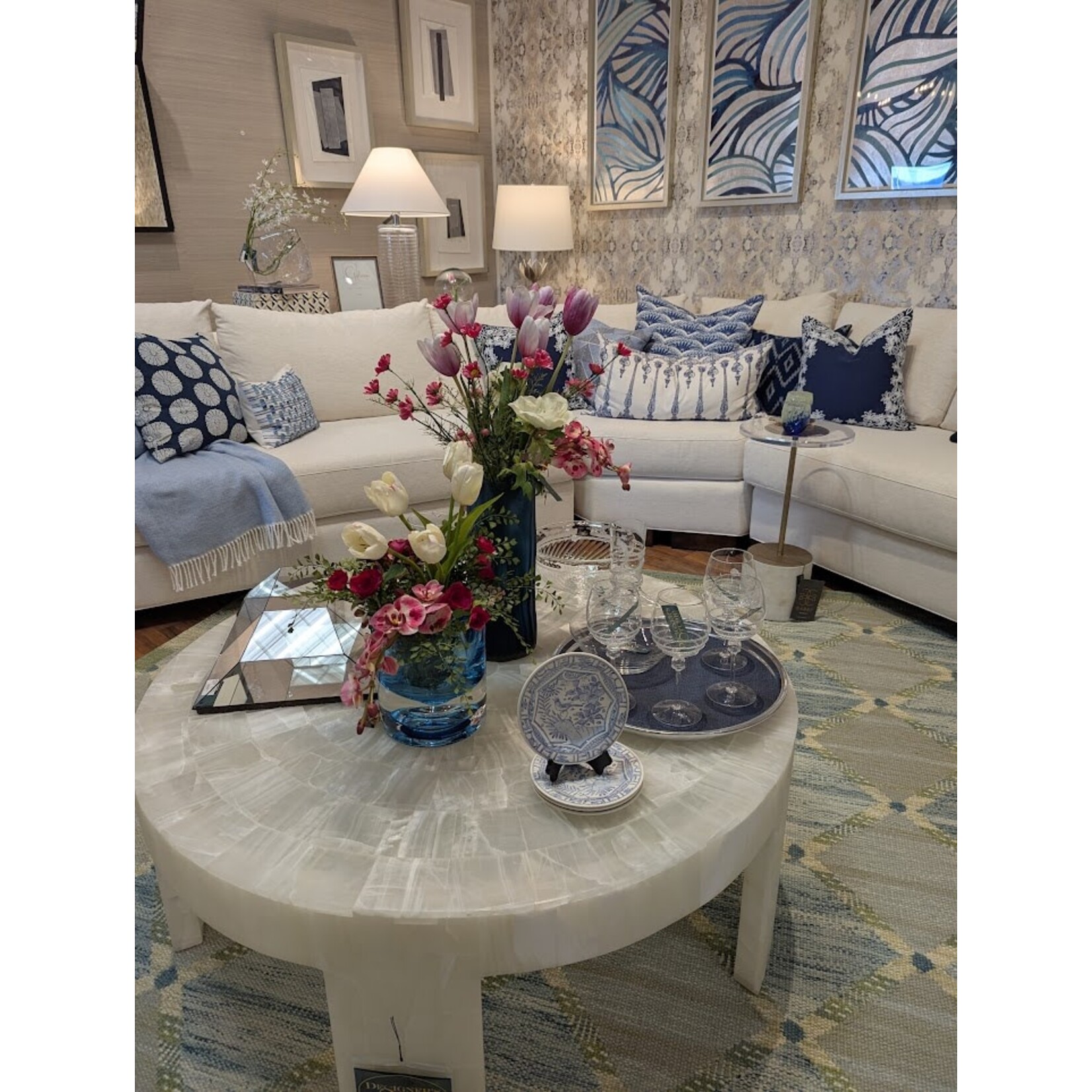 Gien Oiseau Bleu Canape Plates Set of 4