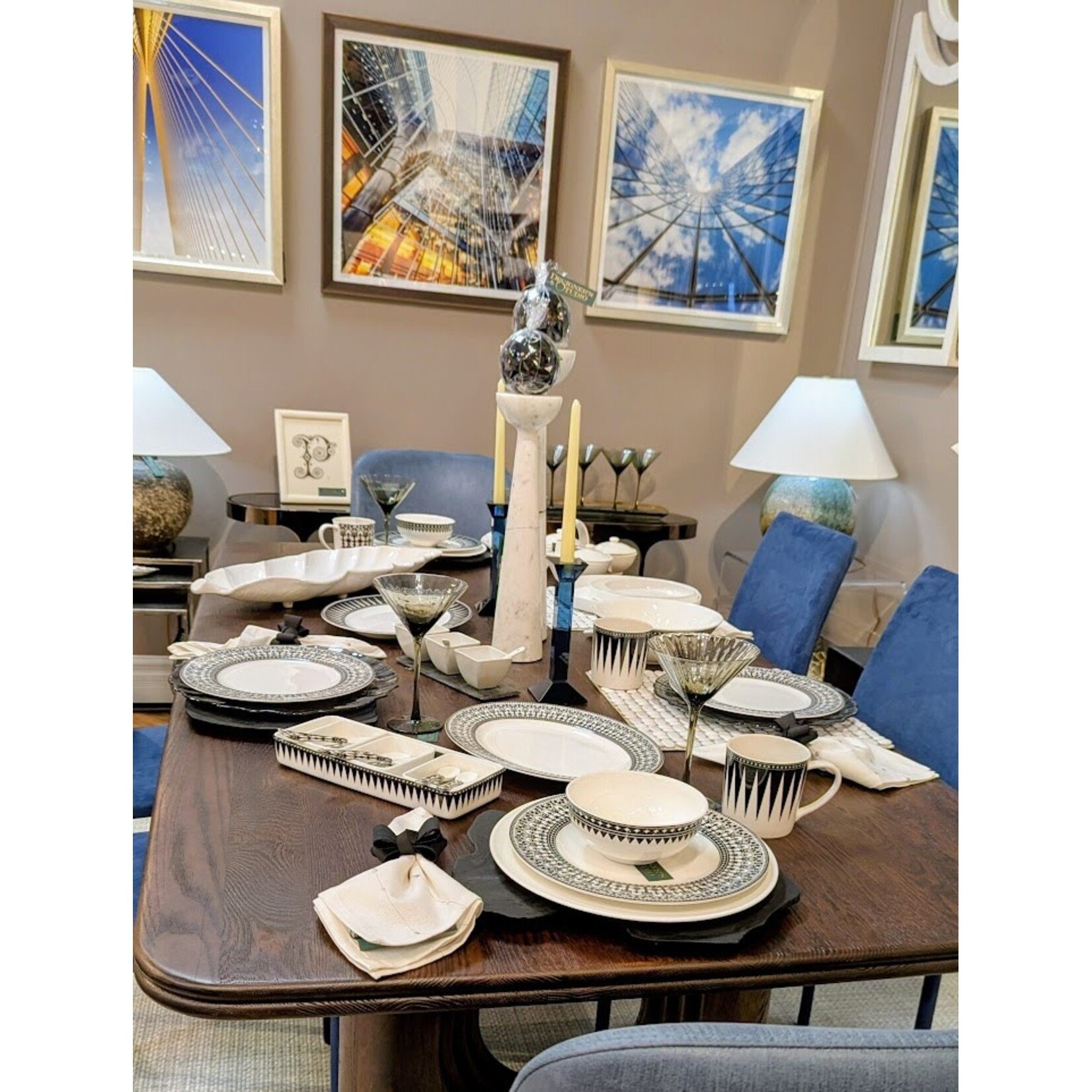 Bidk Home Swirl Glass Alabaster Black Charger Plate