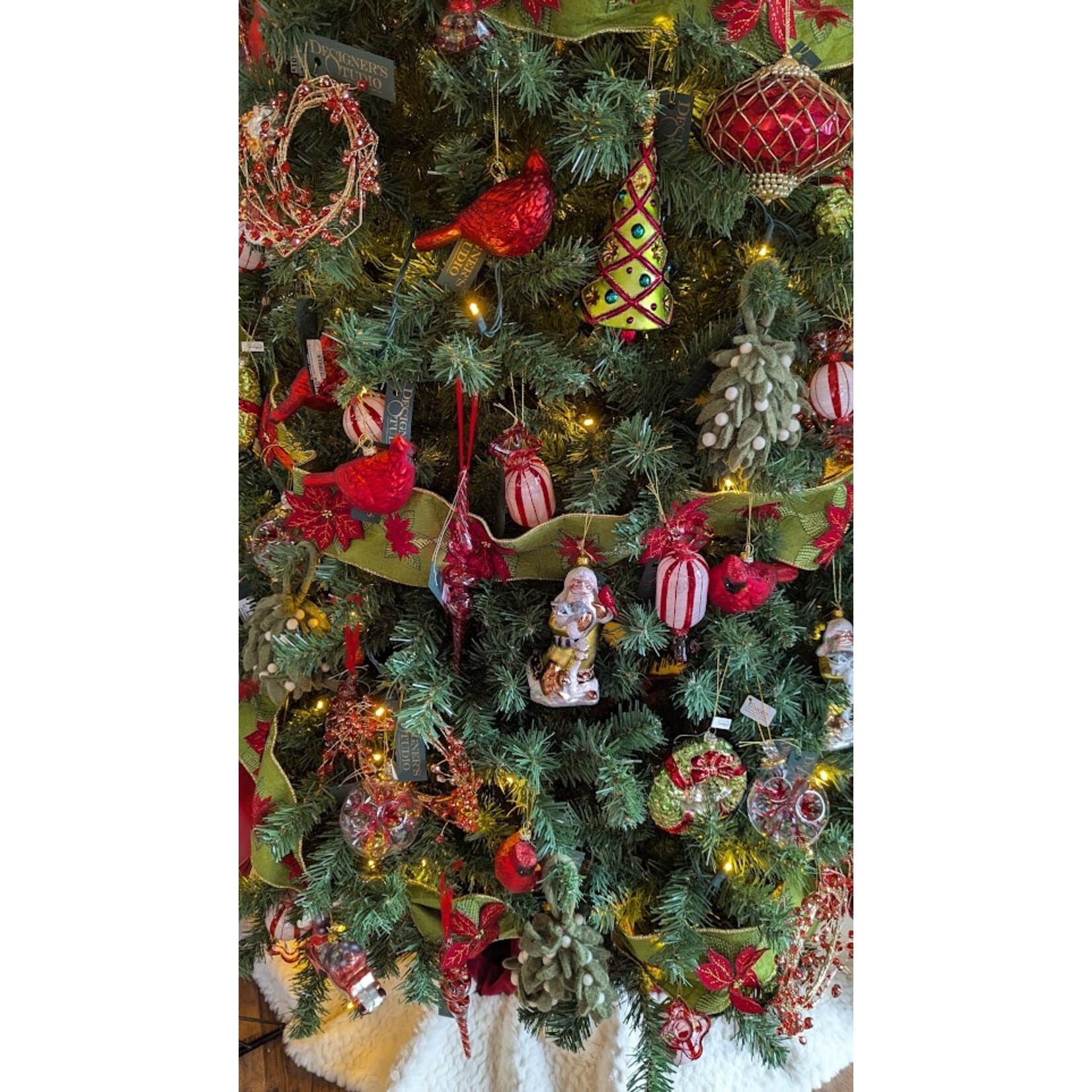 Unique Tradings Glass Ball Clear with Red Flowers Inside Ornament