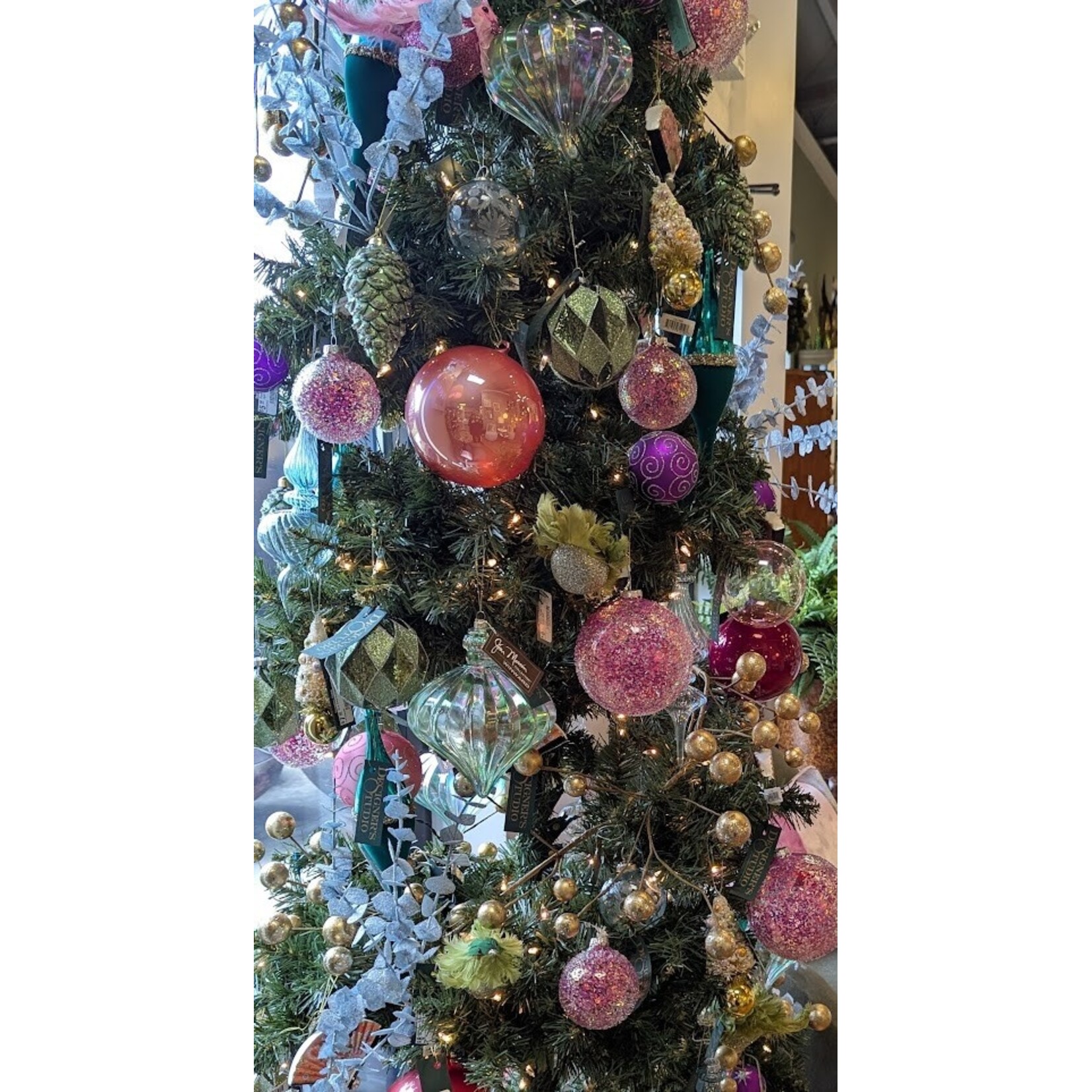 RAZ Imports Etched Glass Clear Blue Ball Ornament