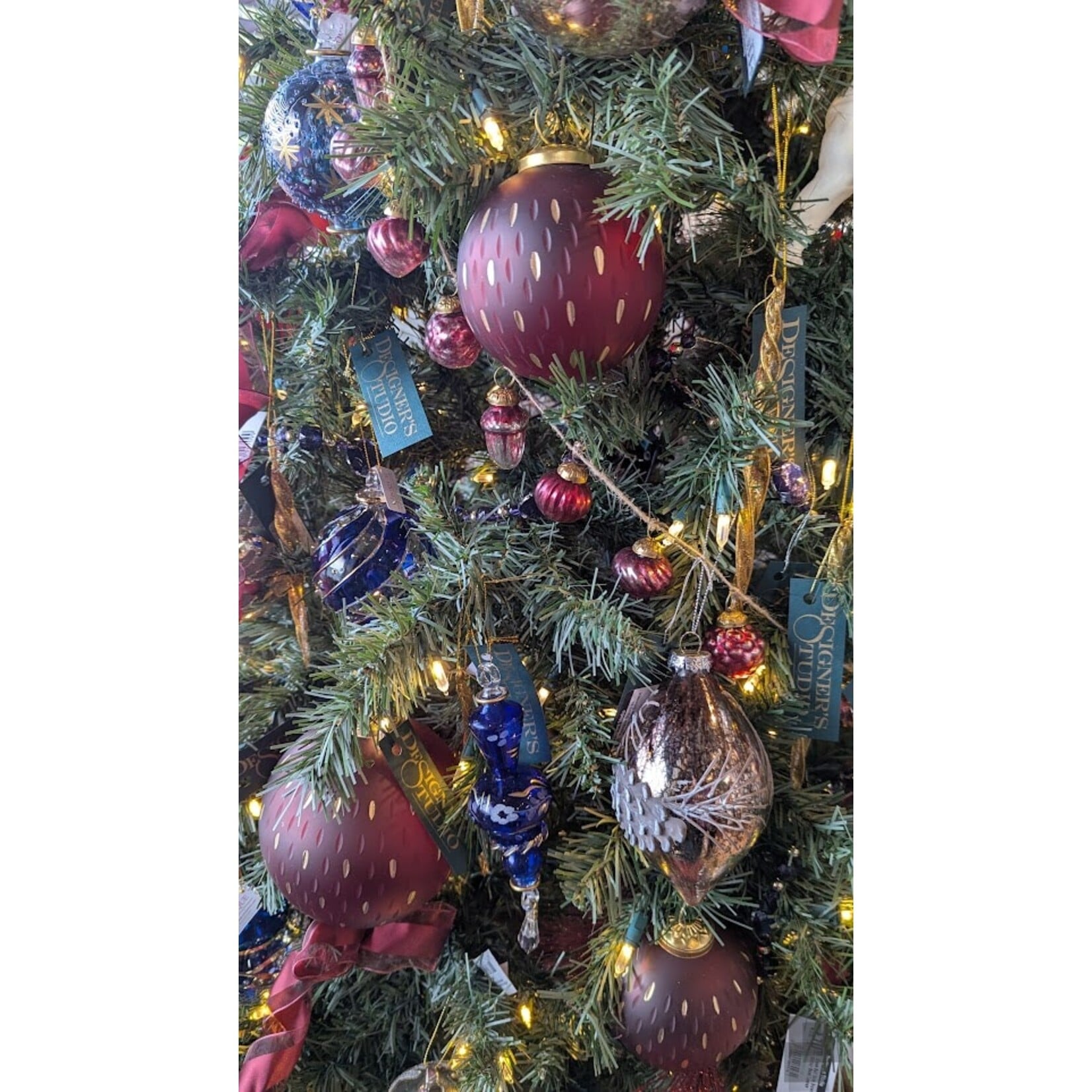 Unique Tradings Cobalt Blue & Gold Crystal Glass Ornament