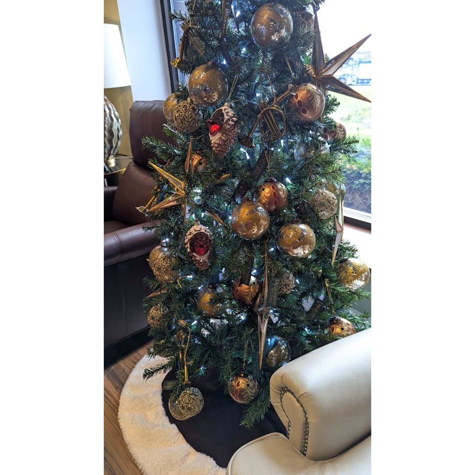 Shishi LLC Glass Ball Antique Gold & Brown Ornament 3"