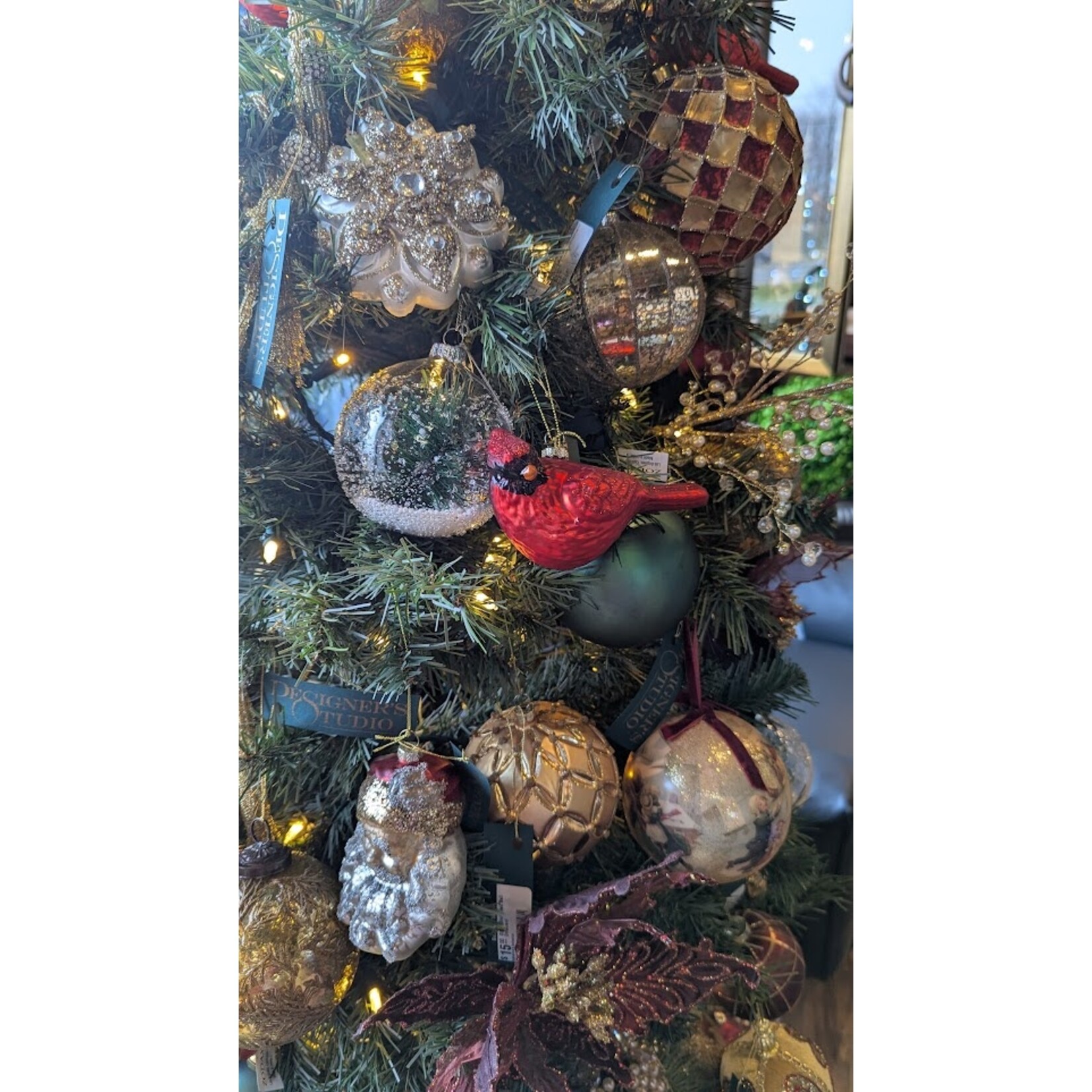 RAZ Imports Cardinal Bird Glitter Glass Ornament 5.25"