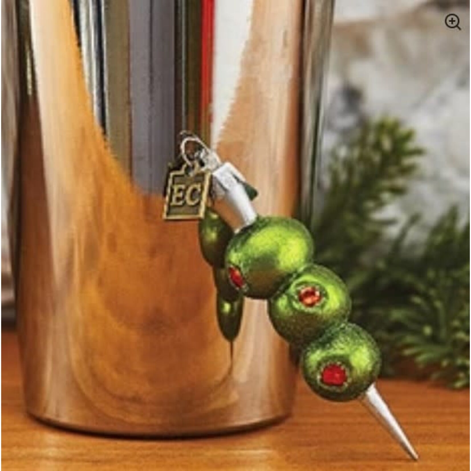 RAZ Imports Three Olives Please Cocktail Pick Glass Ornament