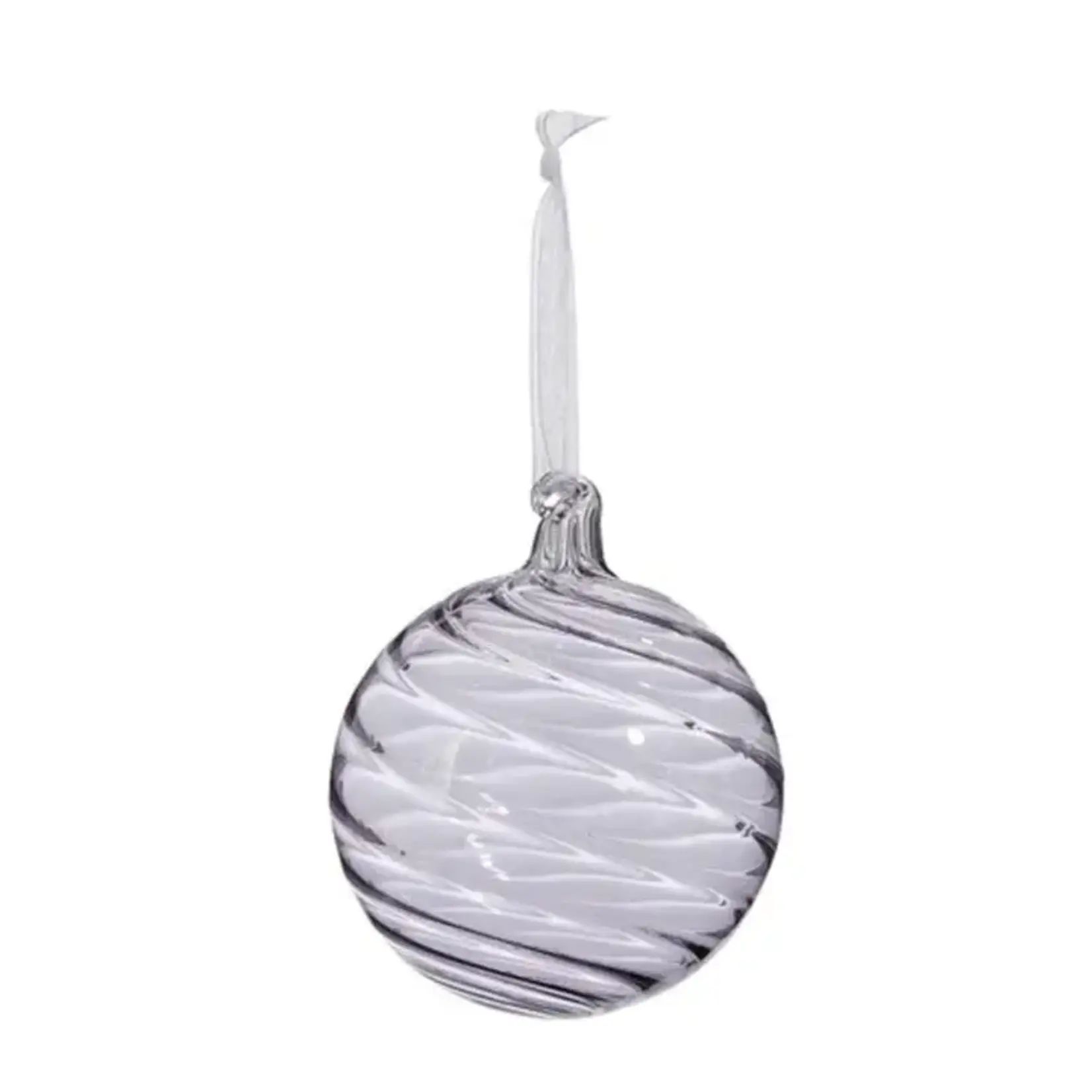 RAZ Imports Clear Purple Blown Glass Ball Ornament 4"