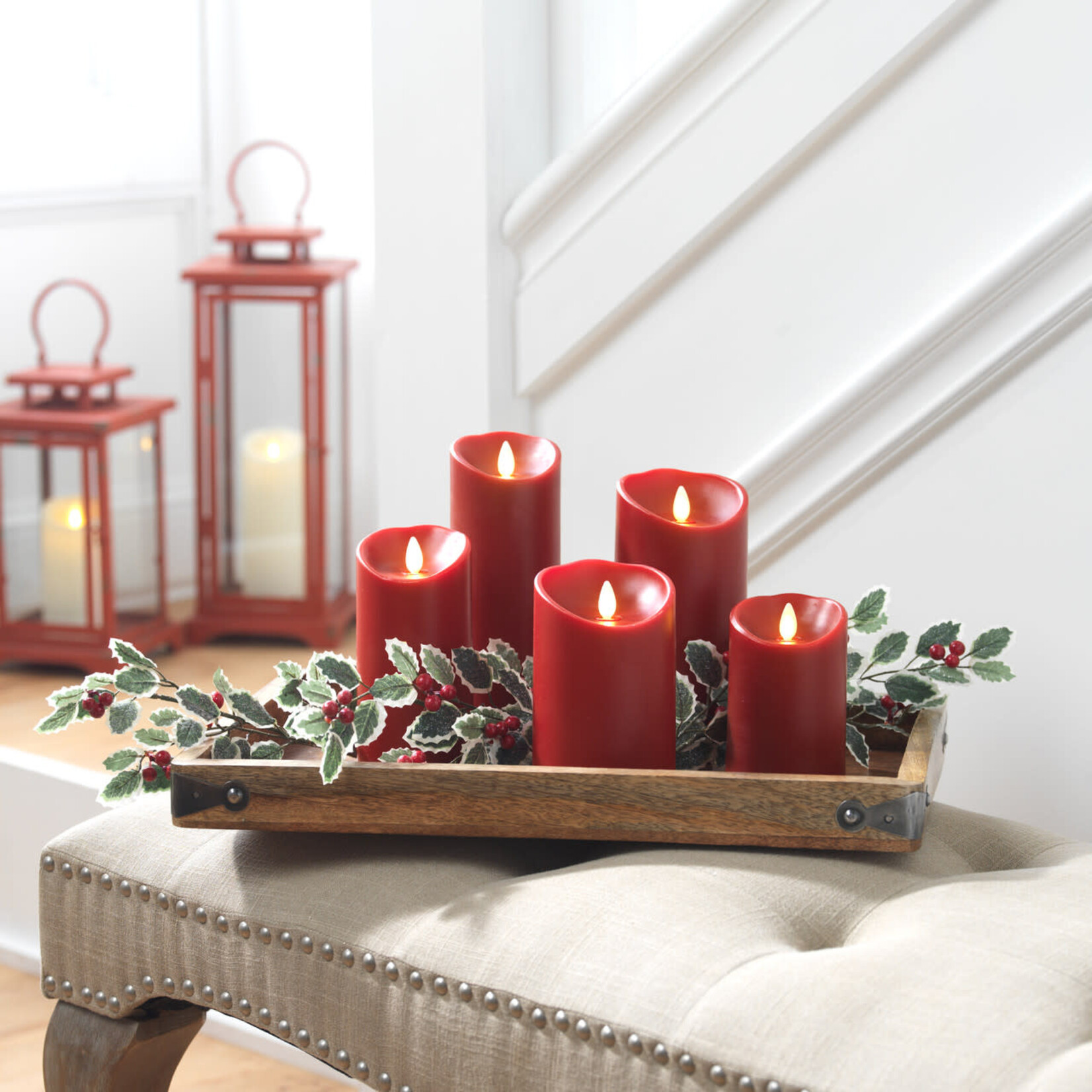 RAZ Imports Moving Flameless Red Pillar Candle
