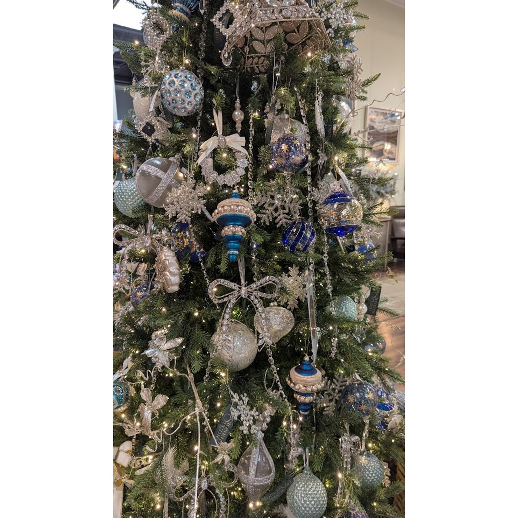 RAZ Imports Etched Glass Clear Blue Ball Ornament
