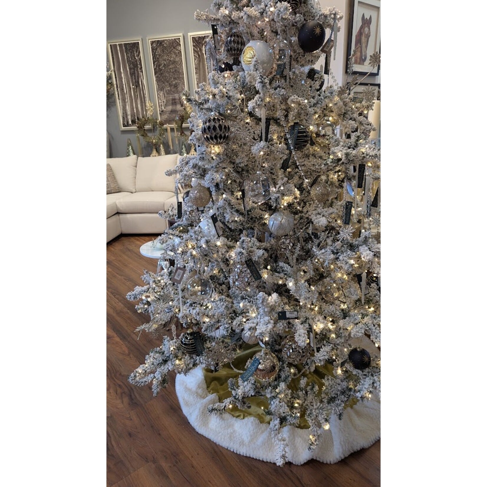 RAZ Imports Silver Glitter Beaded Bauble Ornament 4"